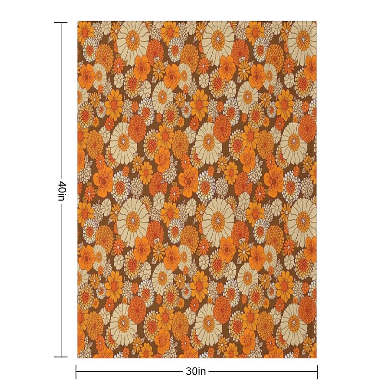 70s Retro Daisies, Vintage Flower Power, Orange And Brown, Boho, Premium Throw Blanket