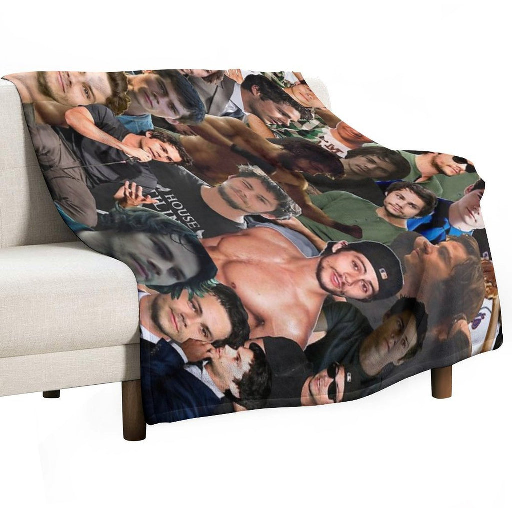 Dylan O’Brien Photo Collage Sustainable Throw Blanket