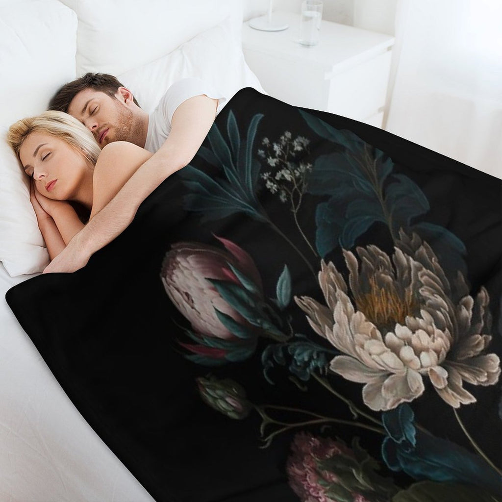 Dark Academia Peony Botanical All-season Throw Blanket