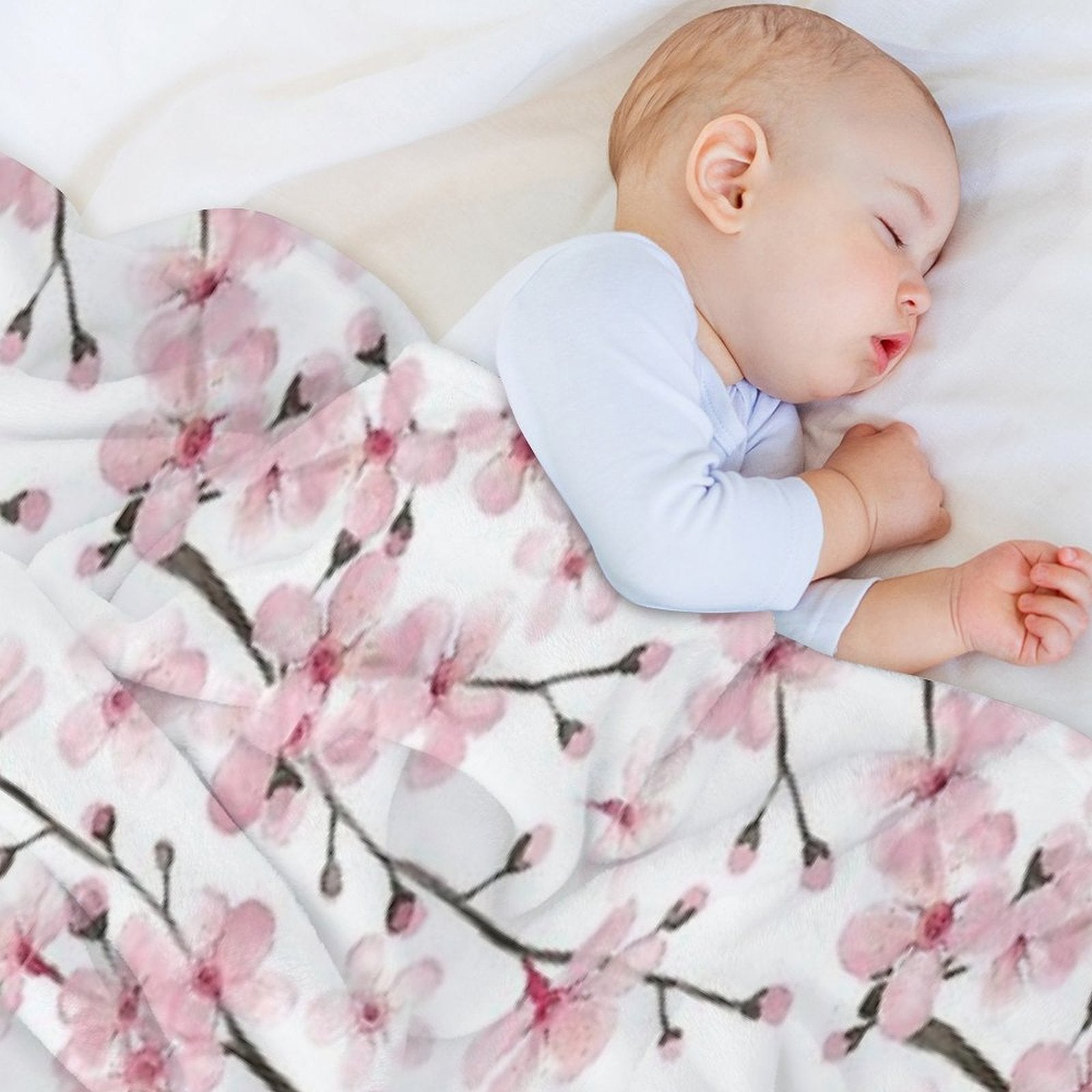 Cherry Blossom Watercolor Art by Magenta Rose Designs Anti-pilling Throw Blanket