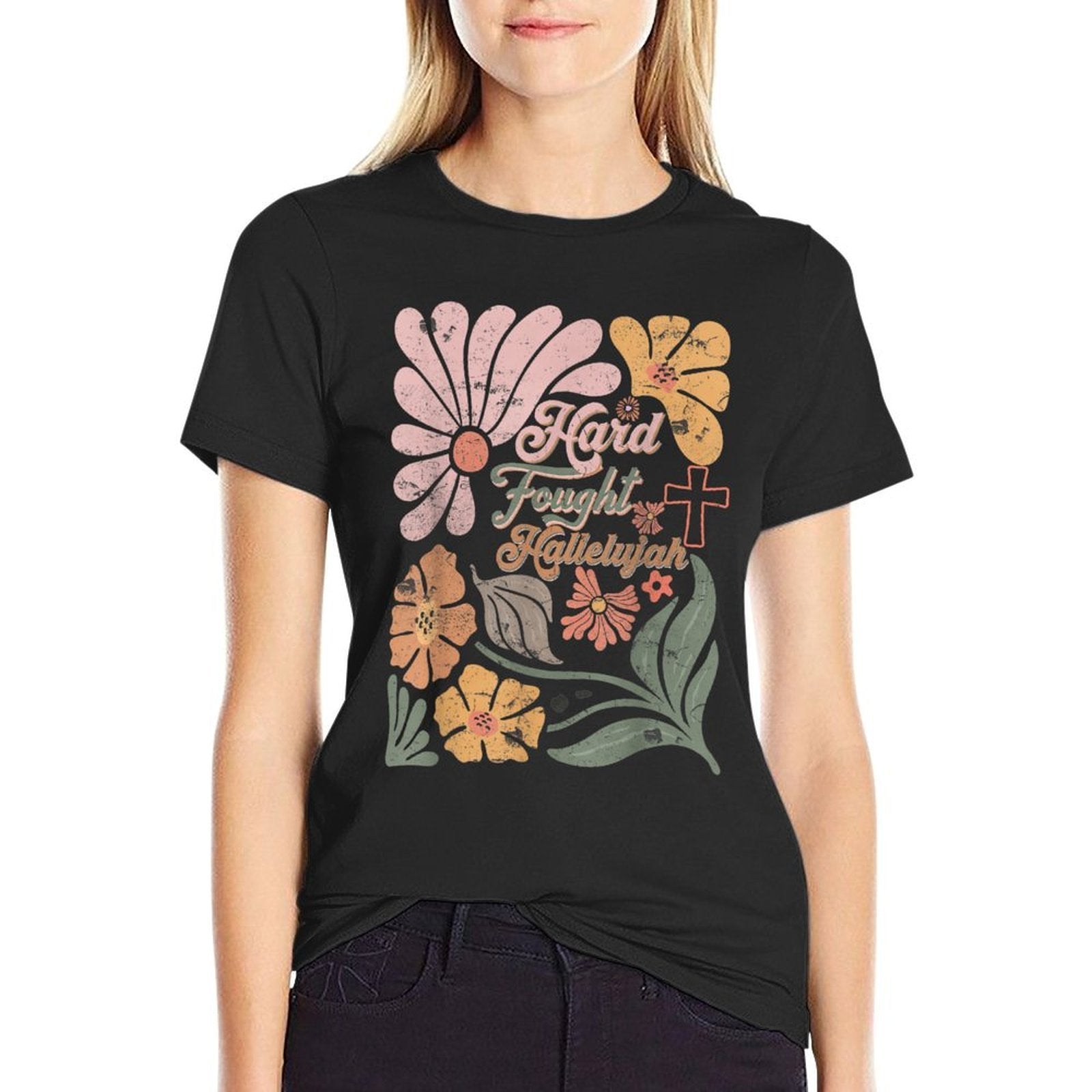 Boho Retro Christian Hard Fought Hallelujah Men Women  Vintage-inspired T-Shirt