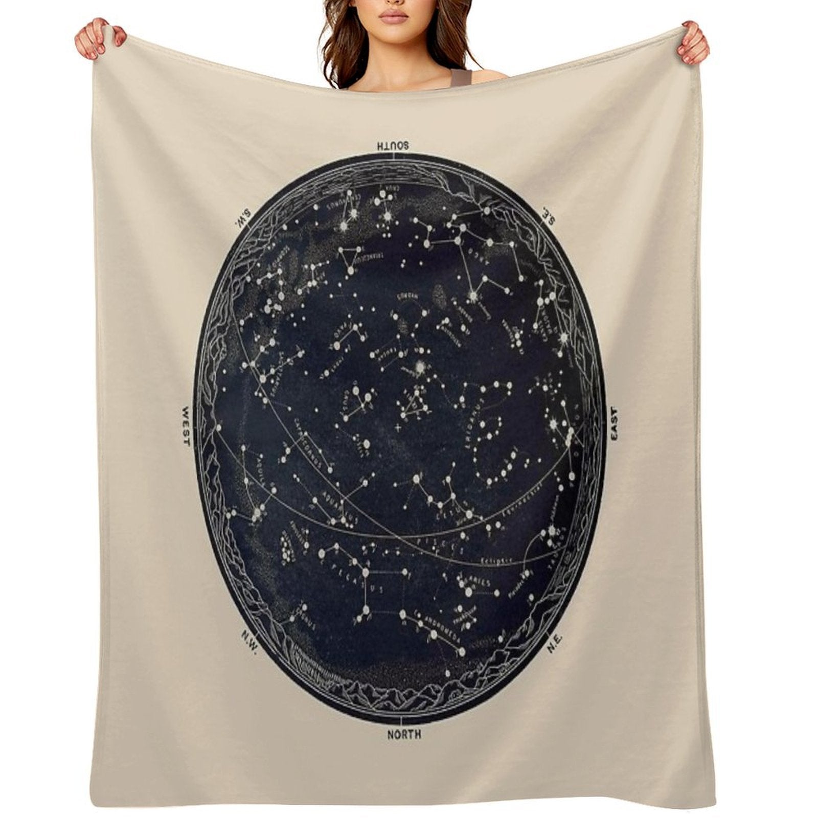 Antique Map of The Night Sky, 19th Century Astronomy Quick-dry Throw Blanket