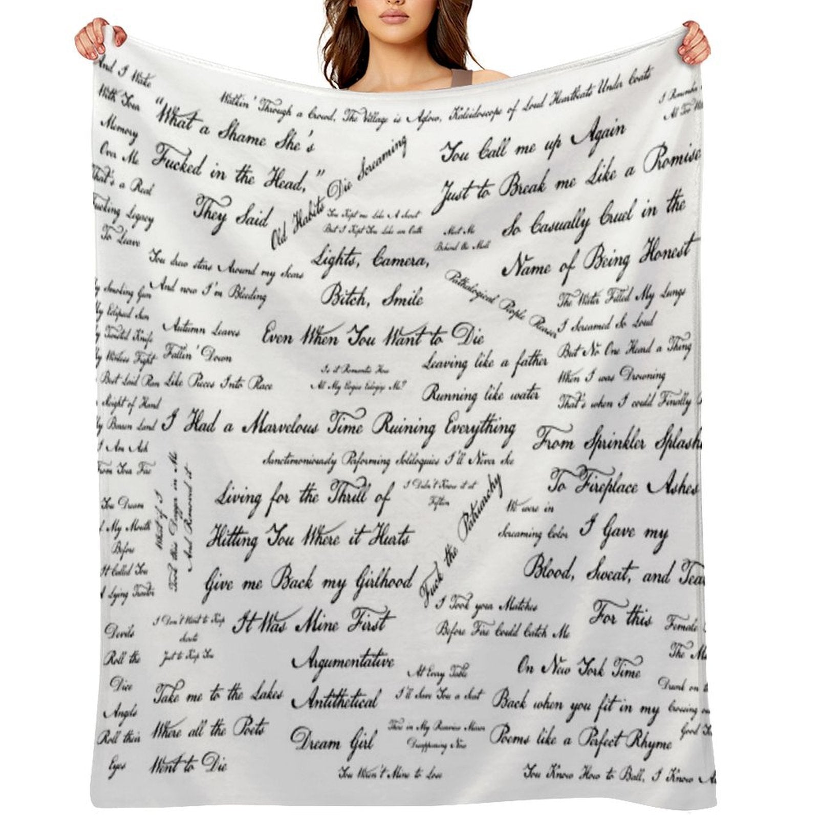 Taylor's The Tortured Poets Department Eras Tour Lyric Dress Comfort Throw Blanket