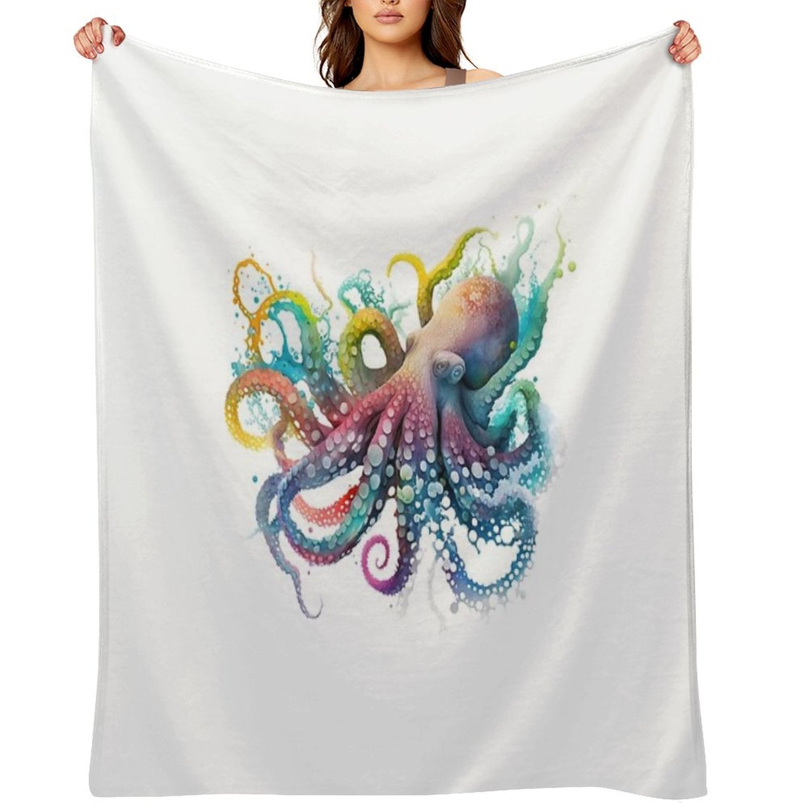 Colorful Octopus Easy Care Throw Blanket