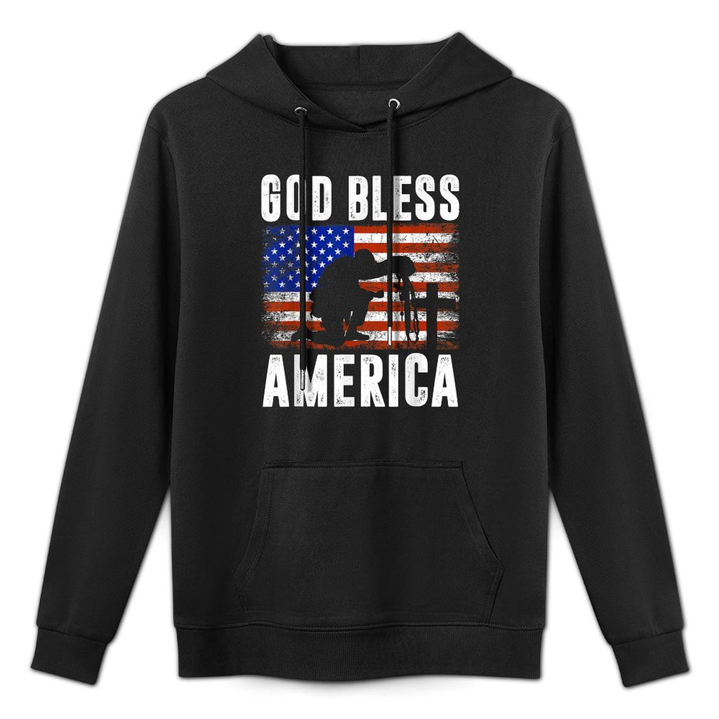 God Bless America 4th of July USA Patriotic Christian Pilling-Resistant Hoodie