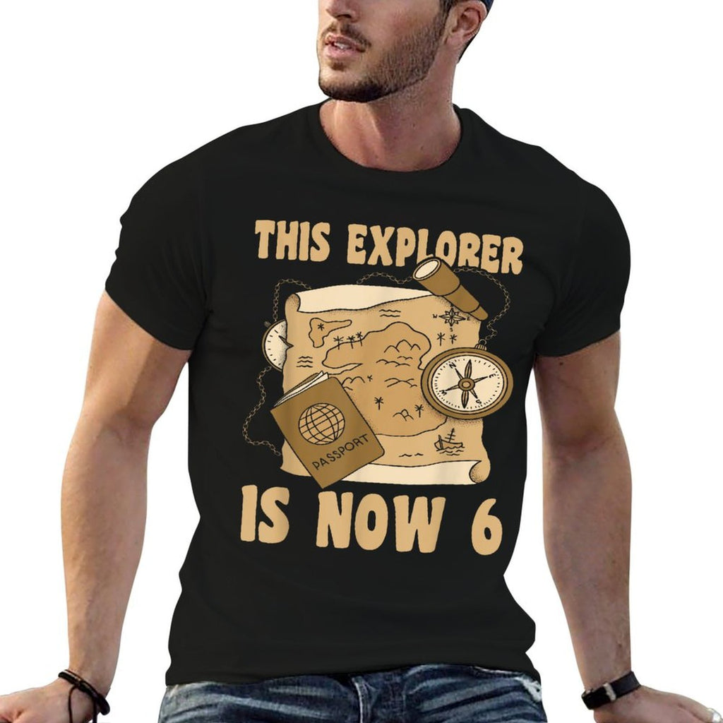 Happy 6 Birthday 6 Year Old Explore Explorer 6th Birthday  Wrinkle-resistant T-Shirt