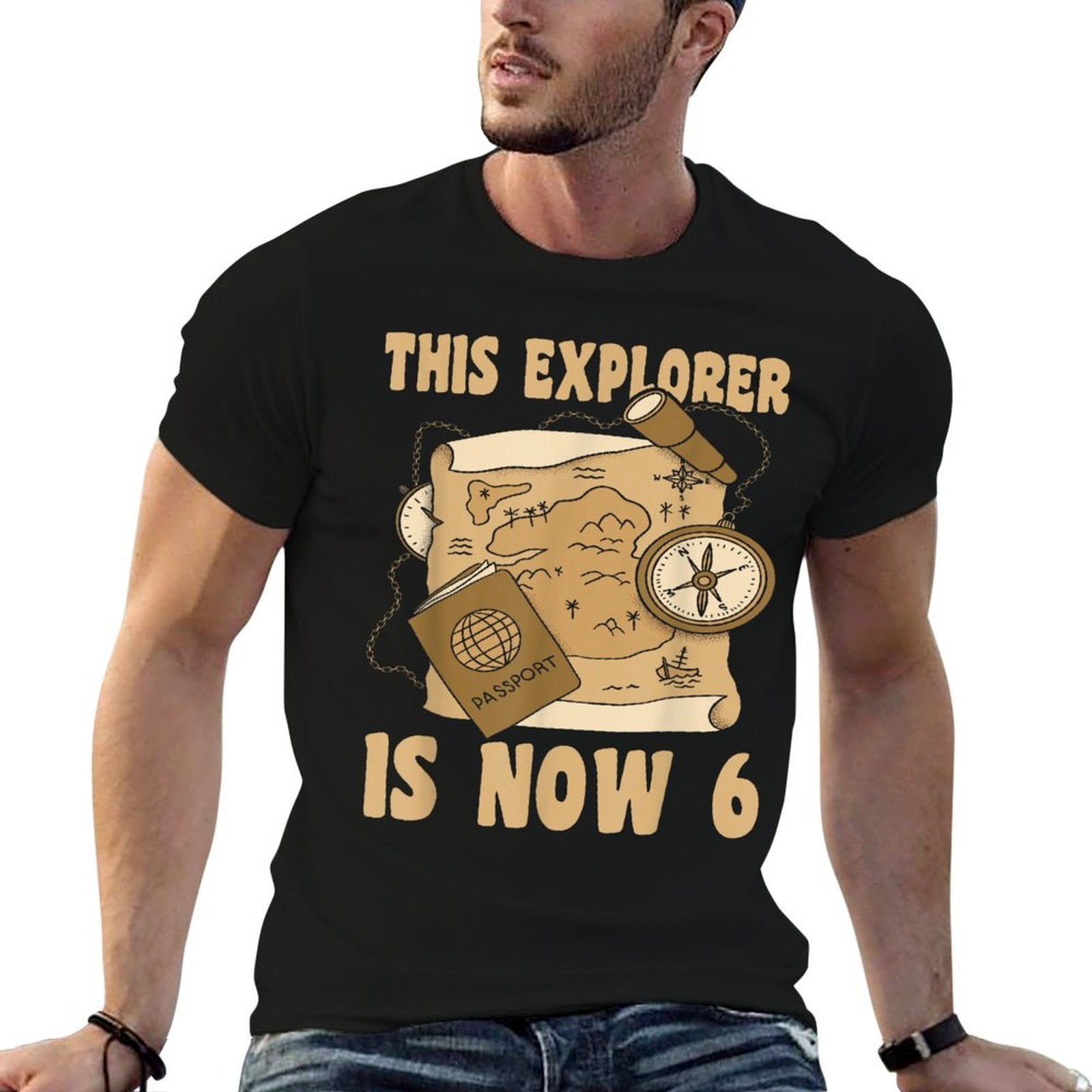 Happy 6 Birthday 6 Year Old Explore Explorer 6th Birthday  Wrinkle-resistant T-Shirt