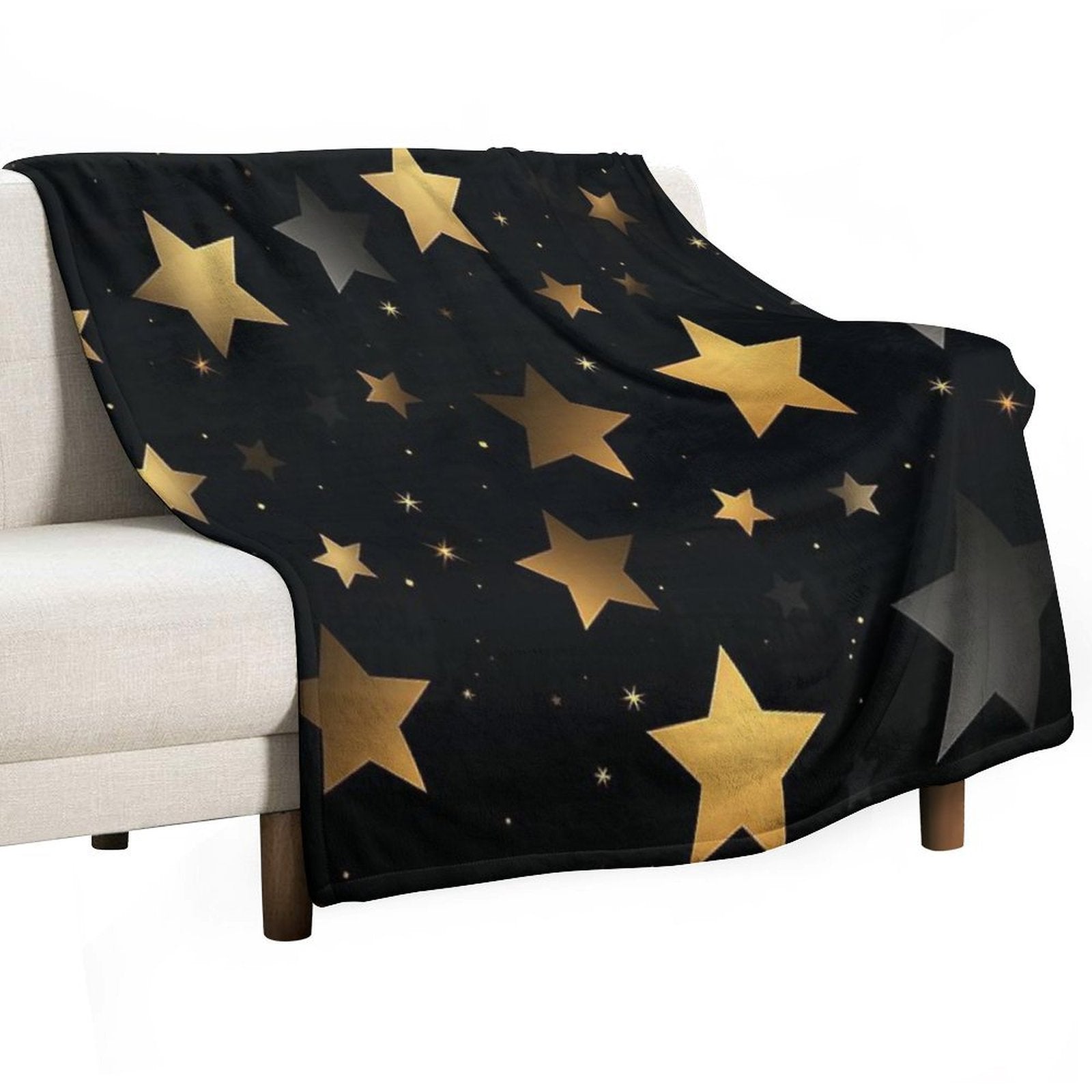 Stars on Black Background Quick-dry Throw Blanket