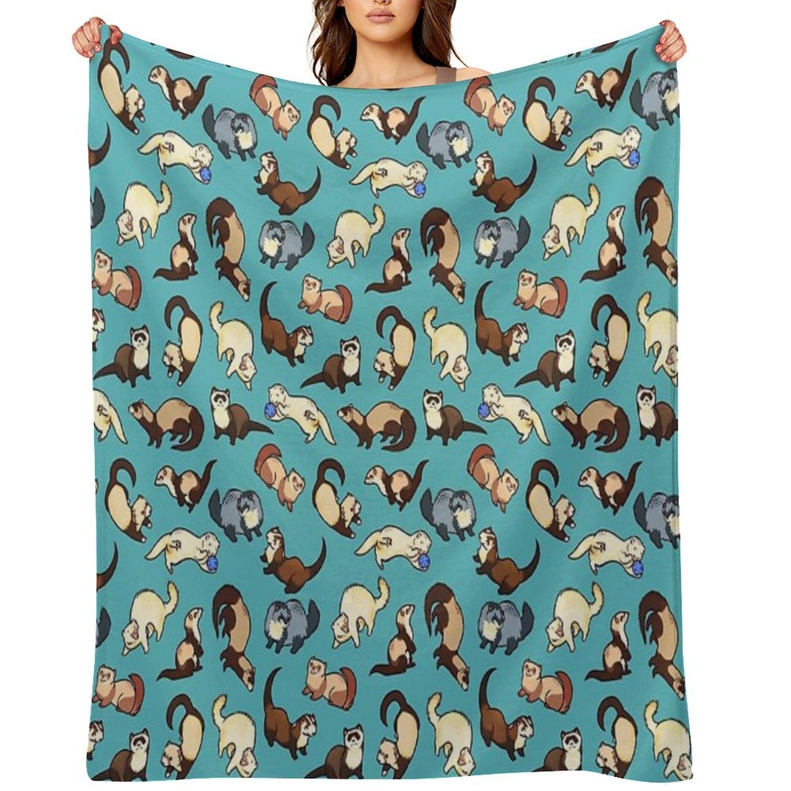 Cat Snakes in Blue Wrinkle-free Throw Blanket