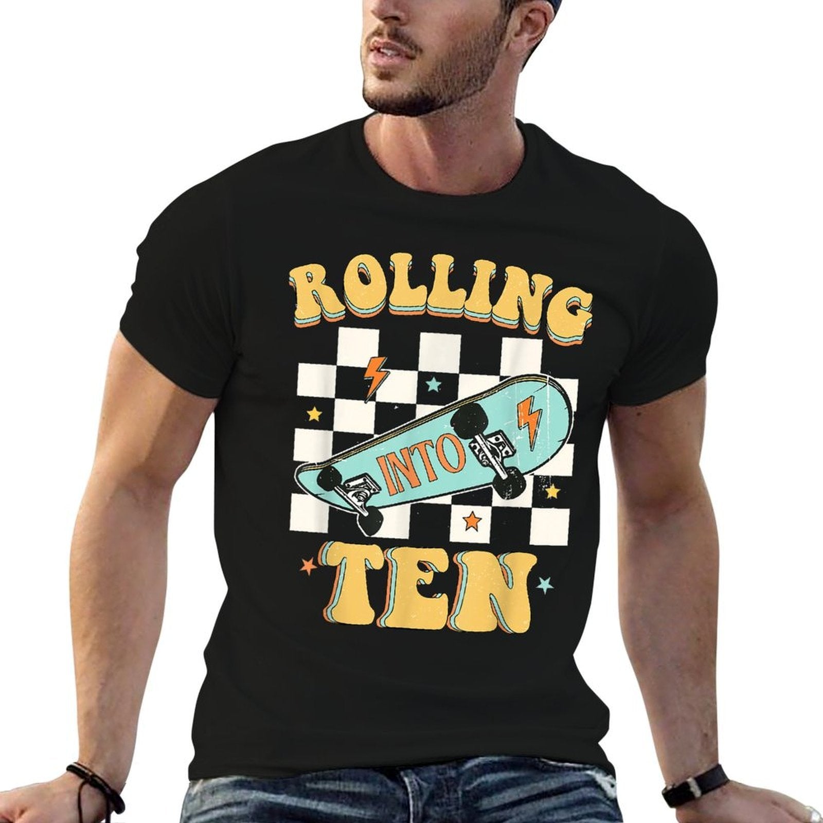 Rolling Into Ten Year Old Skateboard Skater 10th Birthday  Relaxed-fit T-Shirt