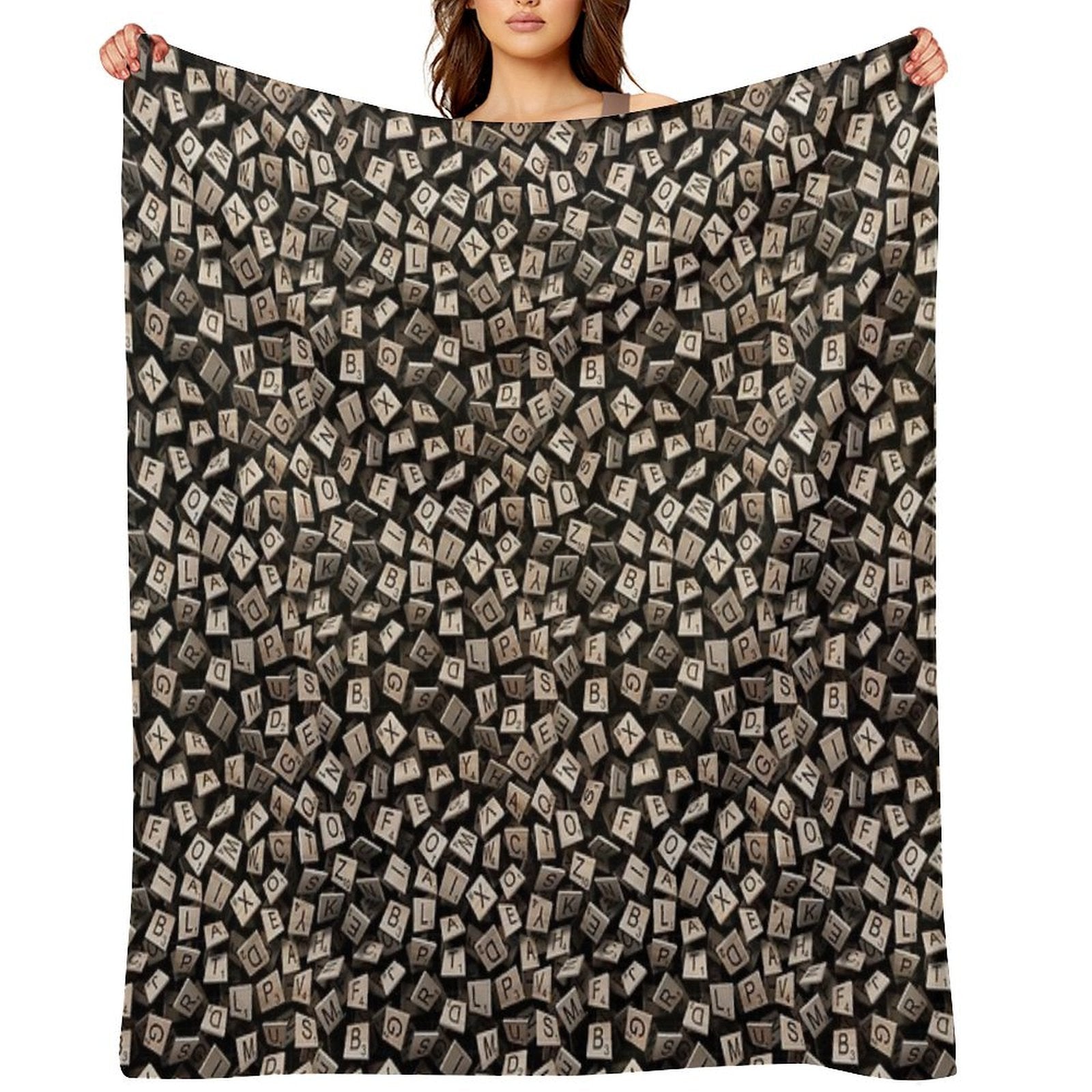 Scrabble Tile Madness Pattern Wrinkle-free Throw Blanket