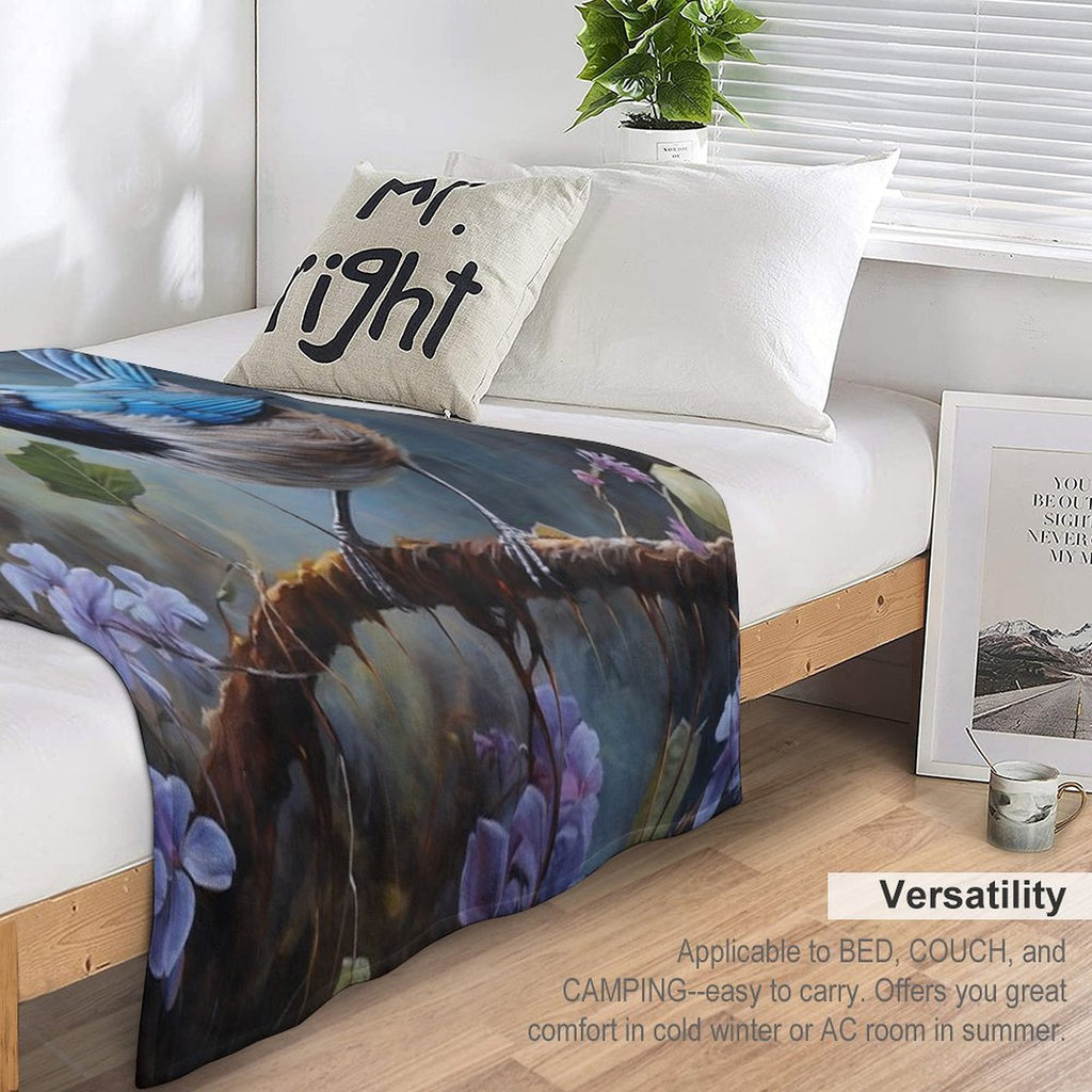 Australian Blue Wren. Anti-pilling Throw Blanket