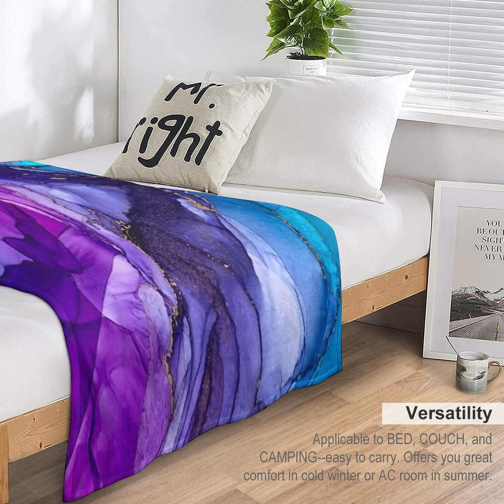 Abstract Vibrant Rainbow Ombre Lightweight Throw Blanket