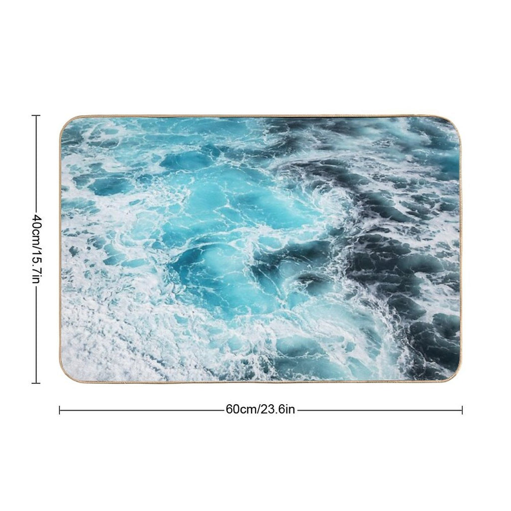 Mesmerizing Blue Ocean Waves  Long-Lasting Bath Mat