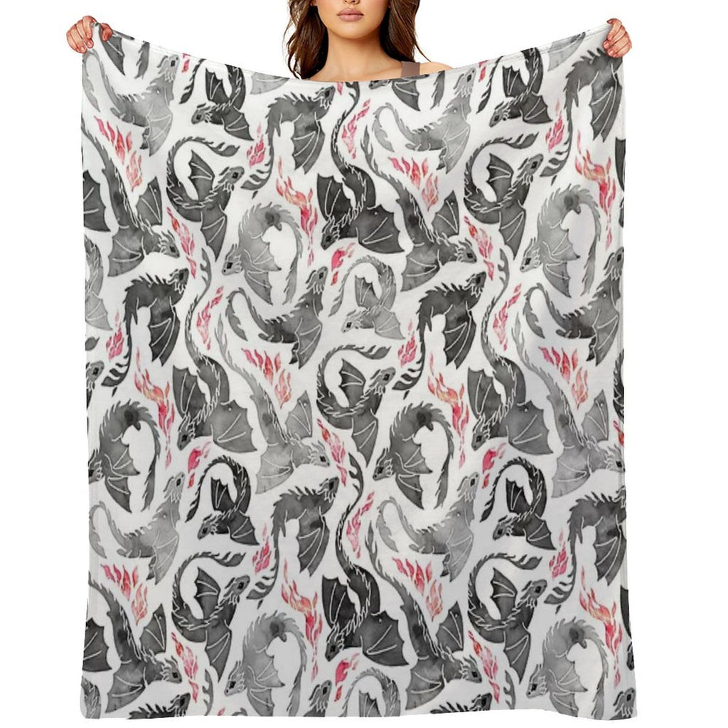 Dragon Fire Greys & Blacks Sustainable Throw Blanket