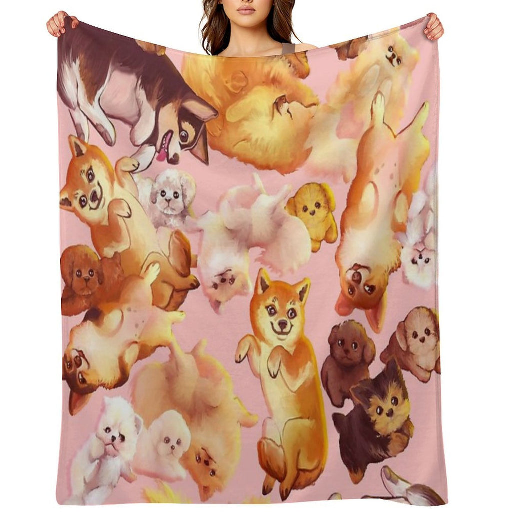 Dogs All over Different Background Every Product Versatility Throw Blanket