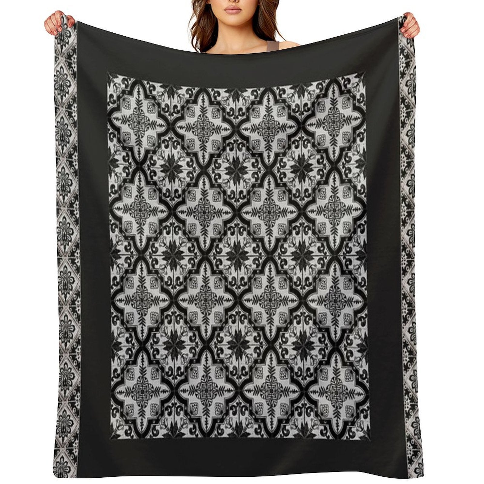 Blue And White Ceramic Tiles Pattern Durable Throw Blanket