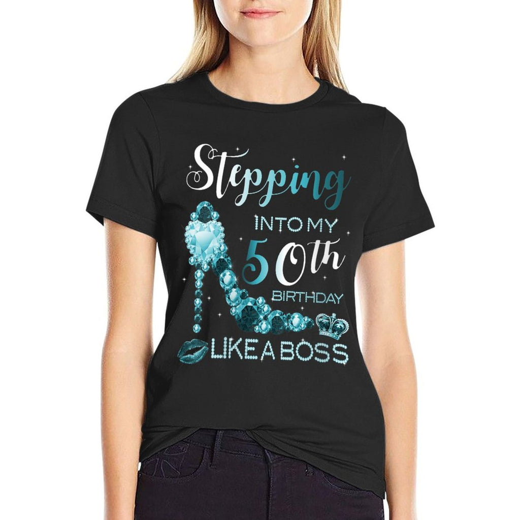Womens 50th Birthday Women Zircon Birthstone December Gift  Rolled Sleeves T-Shirt
