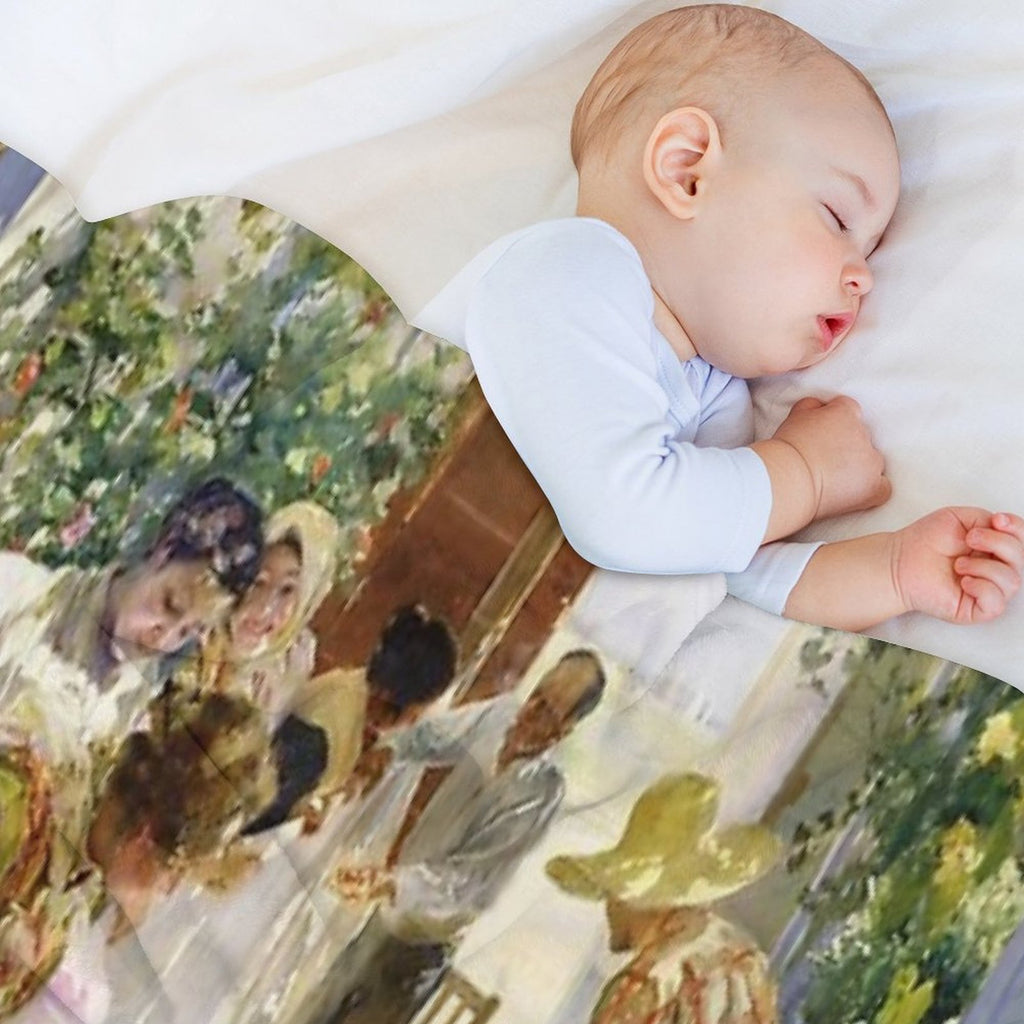 Joaquín Sorolla - Sewing The Sail Velvety-soft Throw Blanket