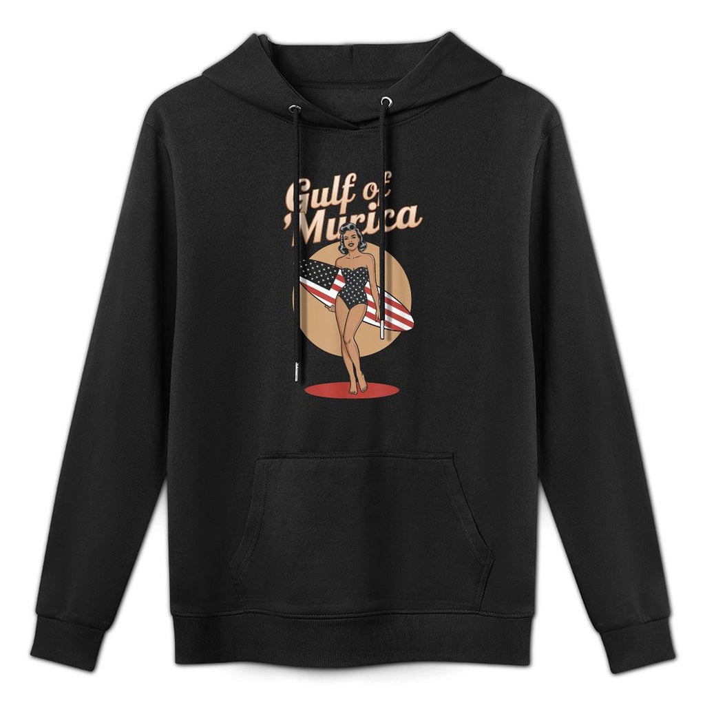 Vintage Gulf of Murica 2025 Funny Patriotic American Pride Kangaroo Pocket Hoodie
