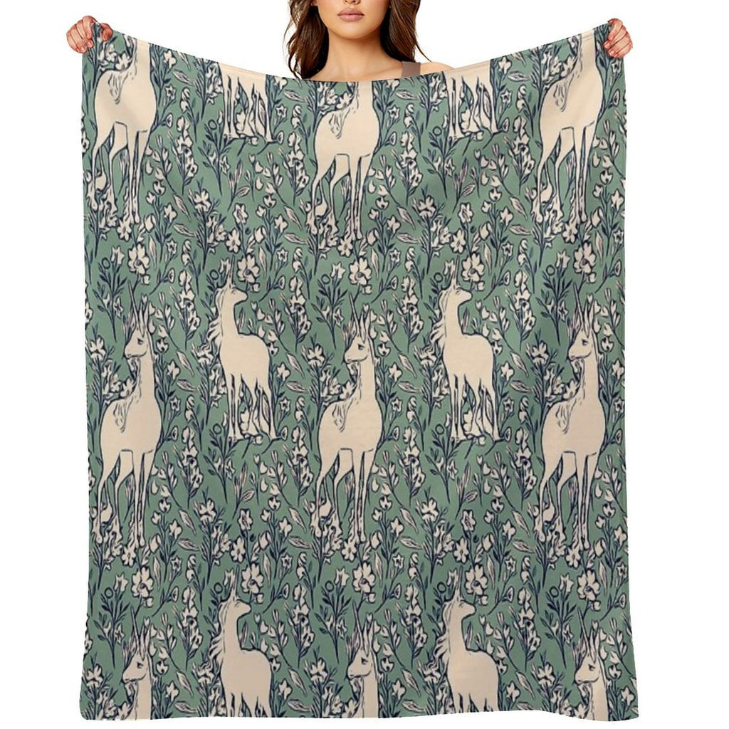 The Last Unicorn Ethereal Forest Print Comfort Throw Blanket