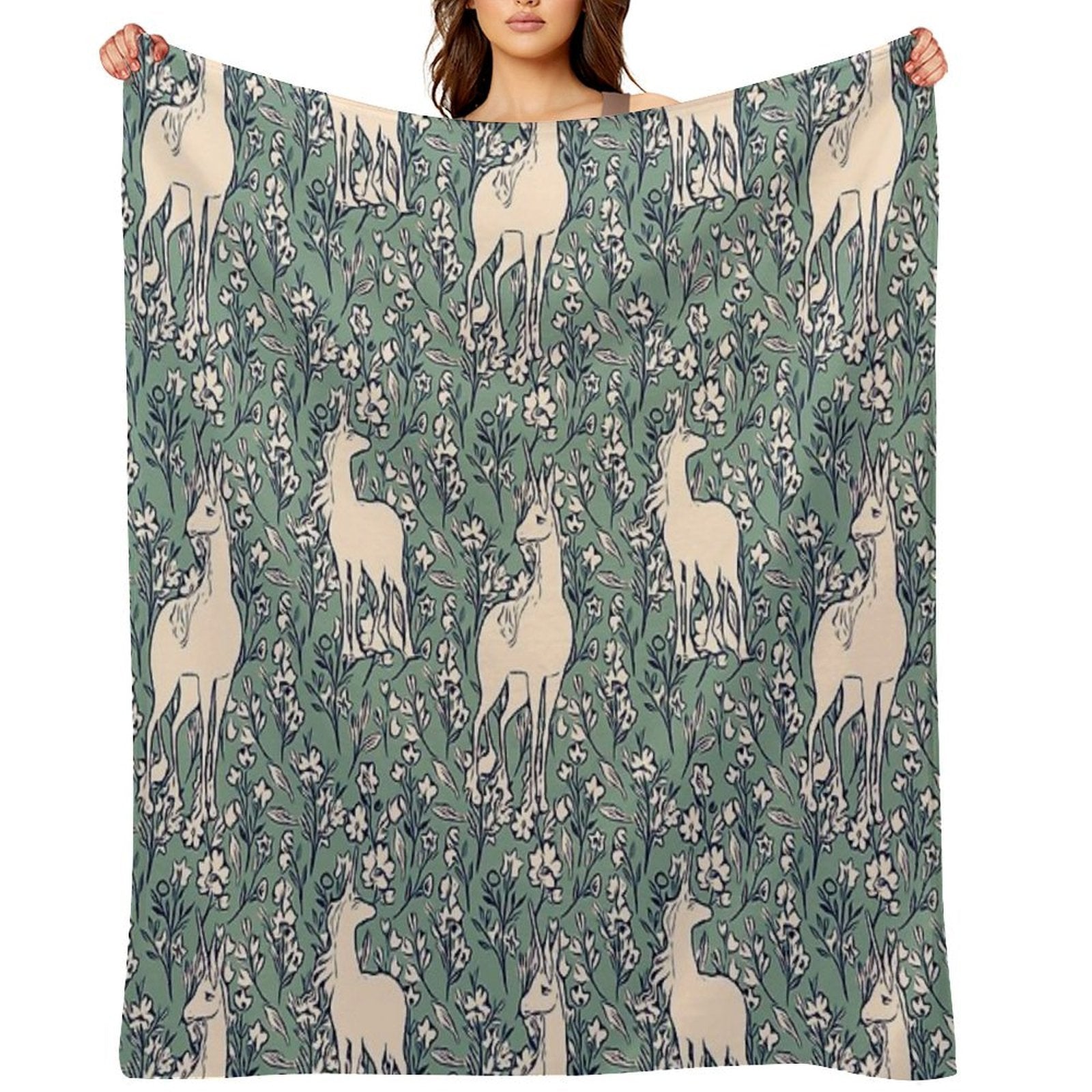 The Last Unicorn Ethereal Forest Print Comfort Throw Blanket