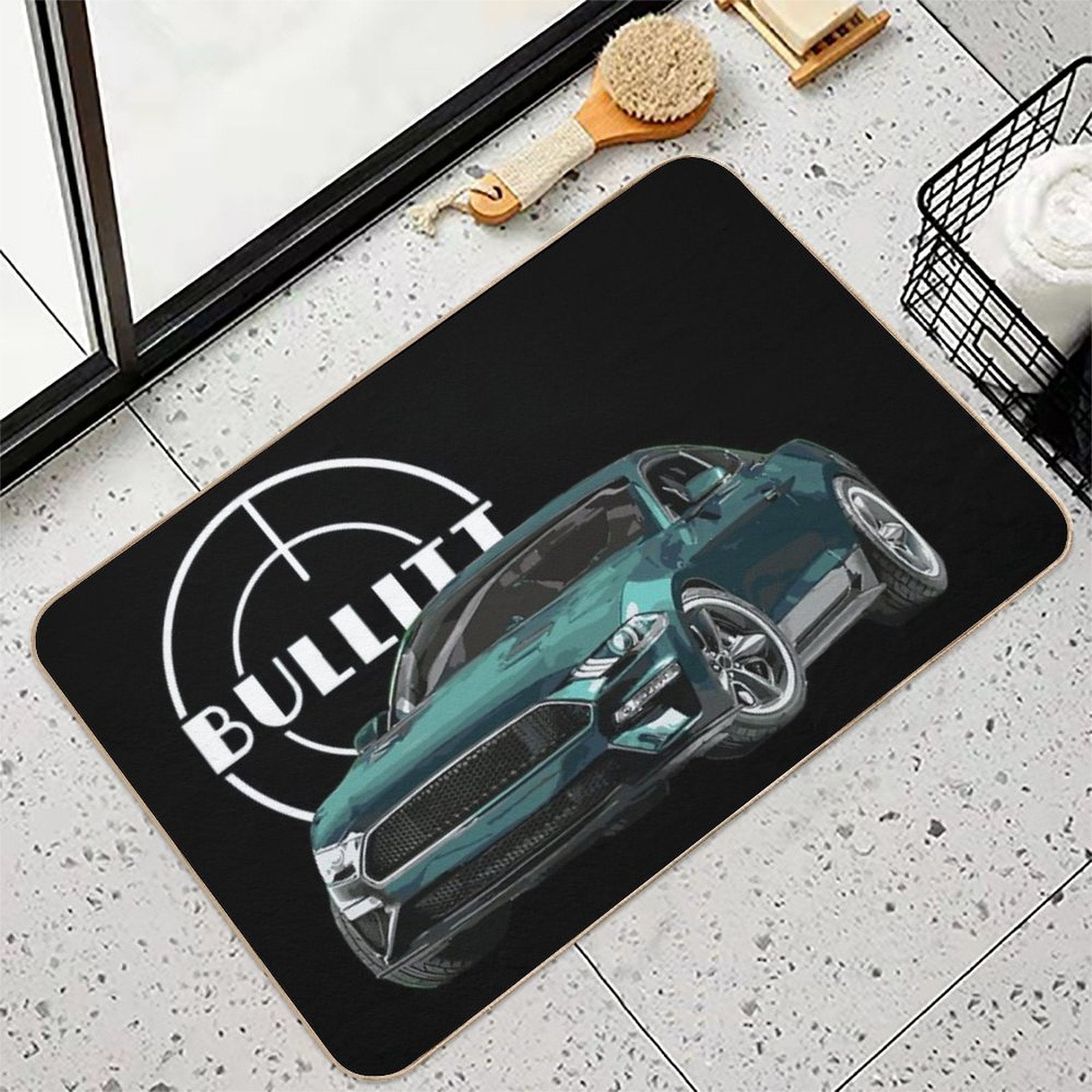 Bullitt Mustang GT 5.0L V8 Classic Steve Mcqueen Muscle Car  Slip-Resistant Bath Mat