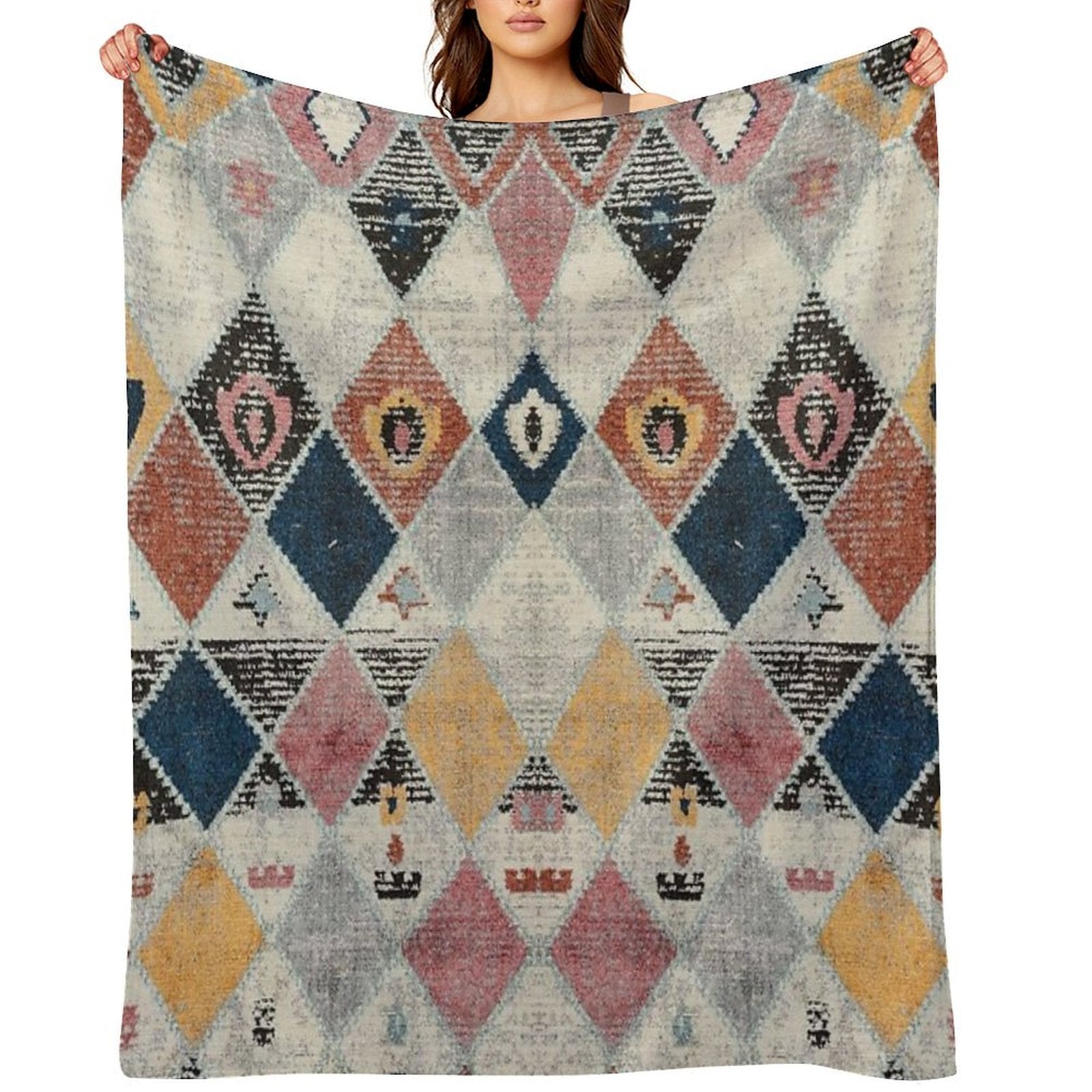 Heritage Bohemian Rug Style Easy Care Throw Blanket