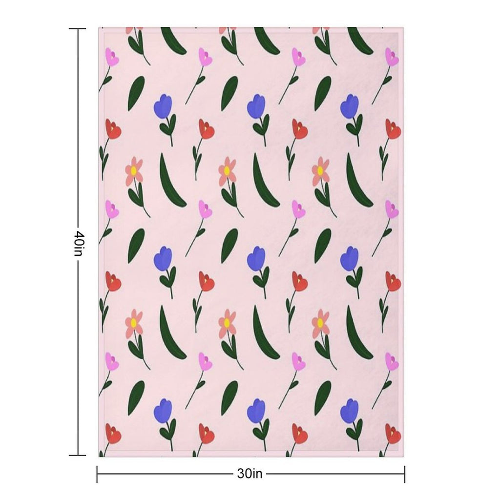 Pastel Flower Plush Throw Blanket