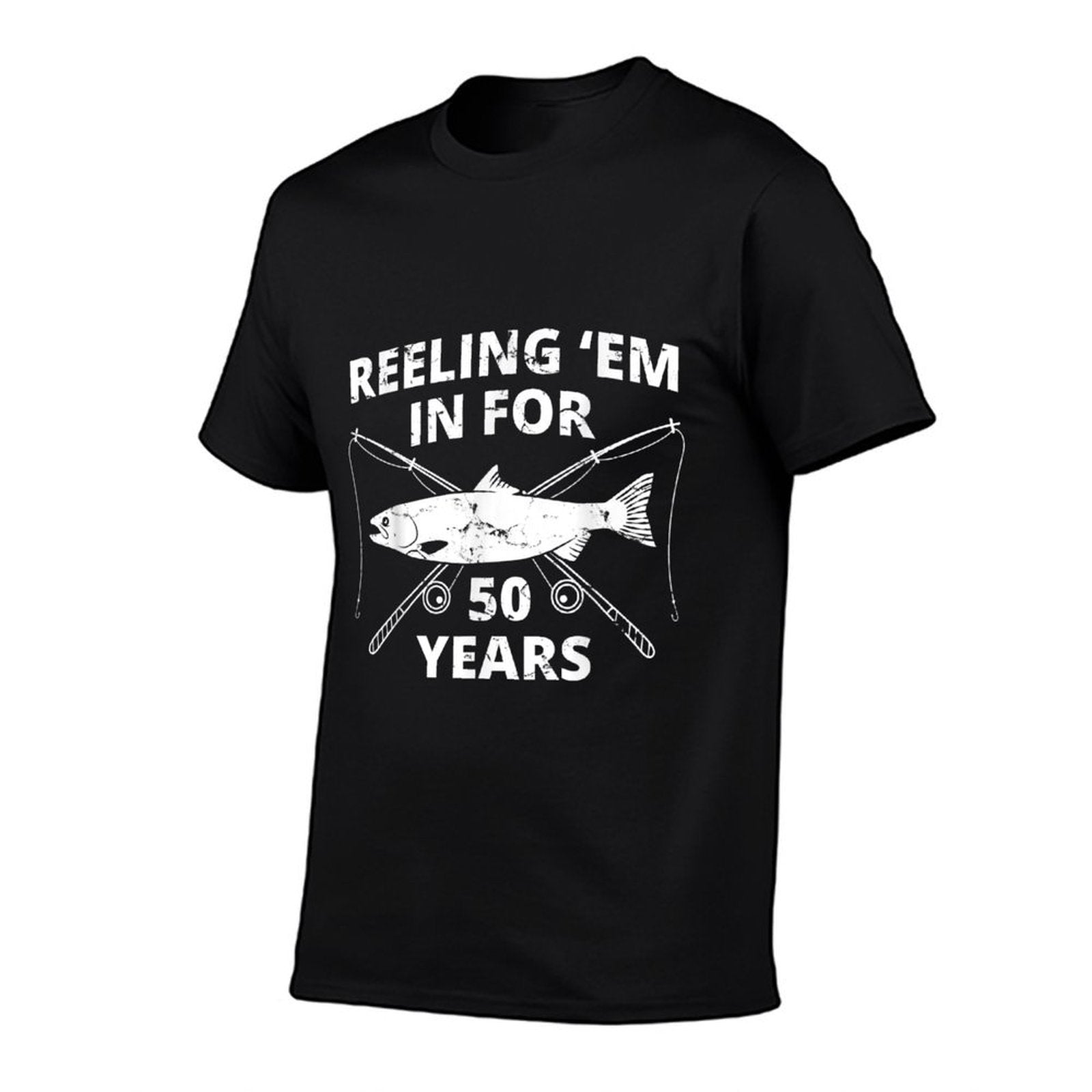 Reeling 'Em In For 50 Years  50th Birthday  Fishing Gift  Oversized Silhouette T-Shirt