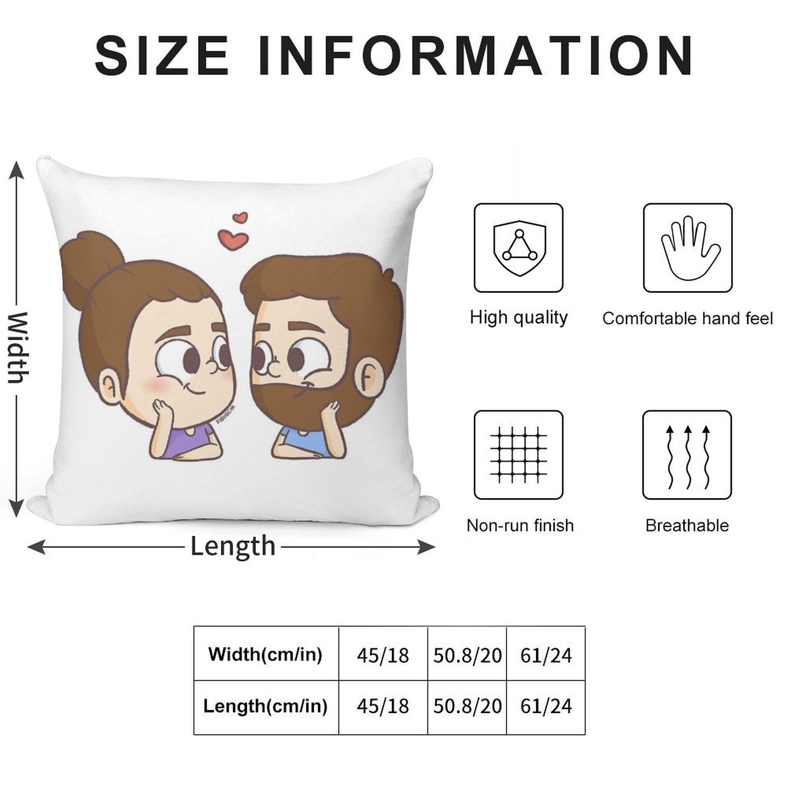 Together - Pibubear Soft Washable Throw Pillow
