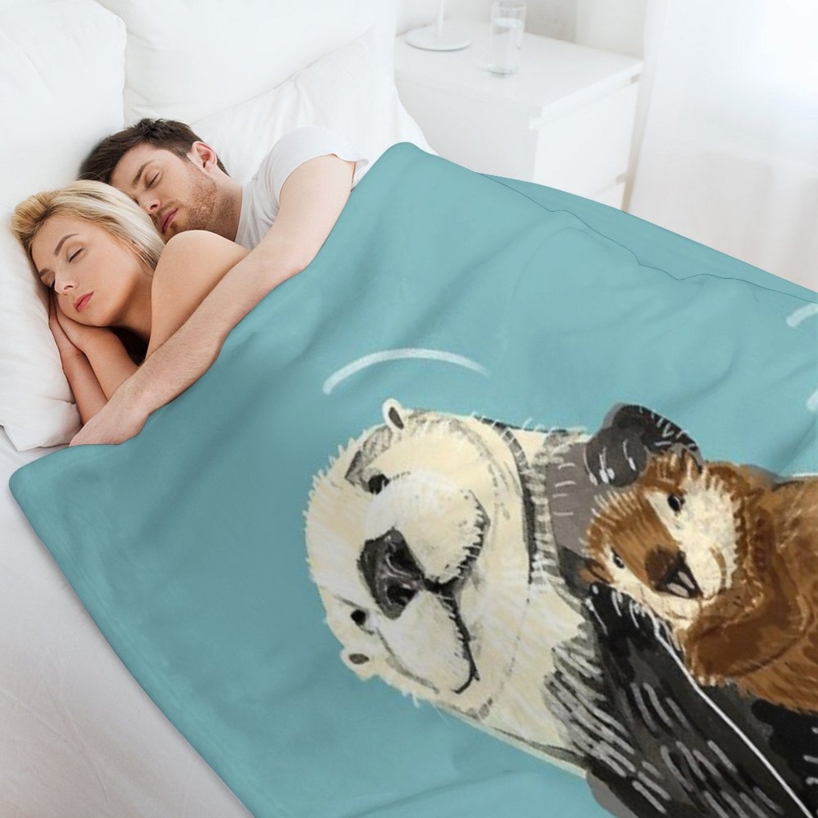 Alaska Sea Otter Mom And Baby Multi-functional Throw Blanket