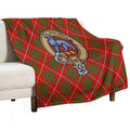 Clan Bruce Crest over Tartan Quick-dry Throw Blanket