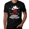 Merry Christmas Cowboy Boots Red Buffalo Plaid Western  Stretchy T-Shirt
