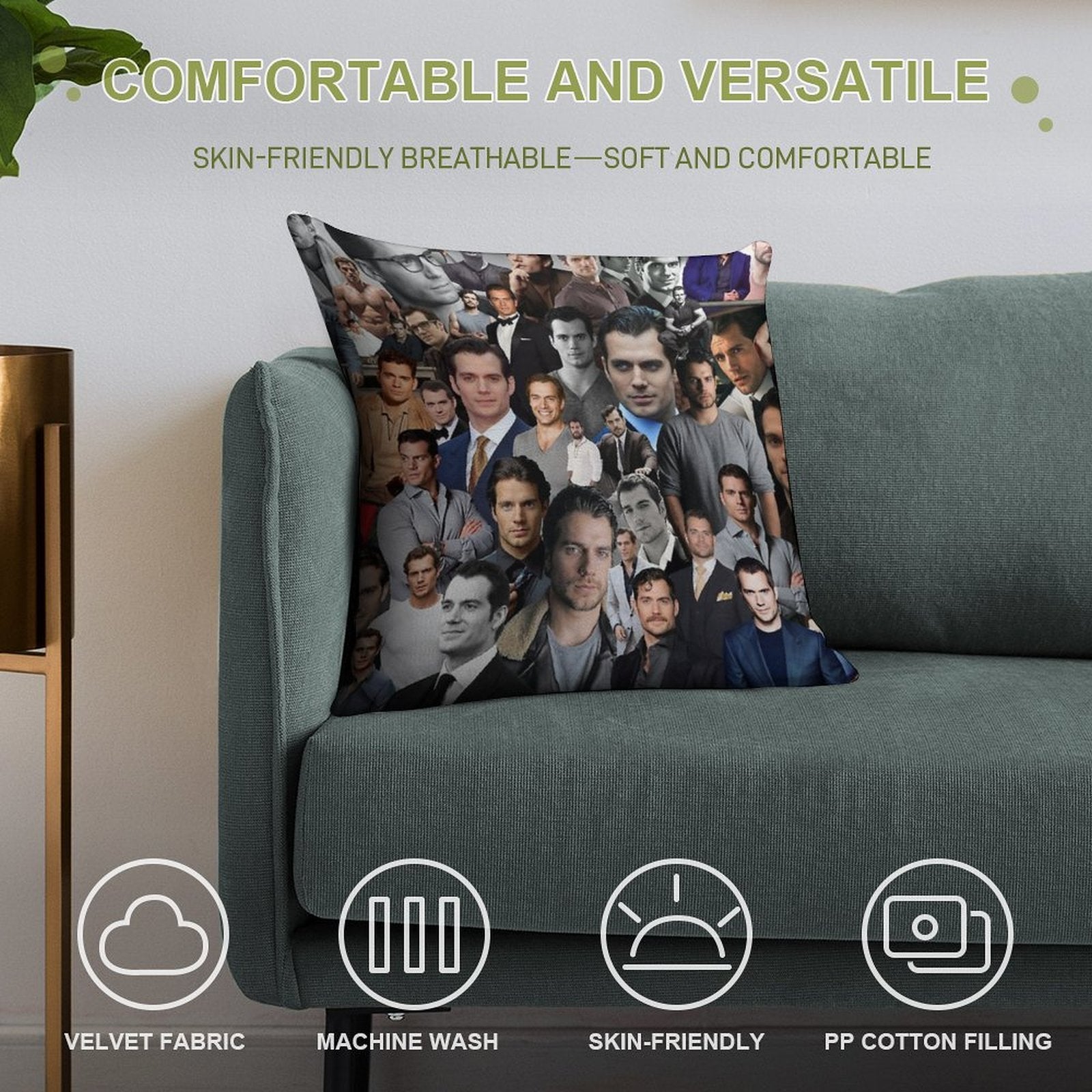 Henry Cavill Soft Anti-Pilling Throw Pillow