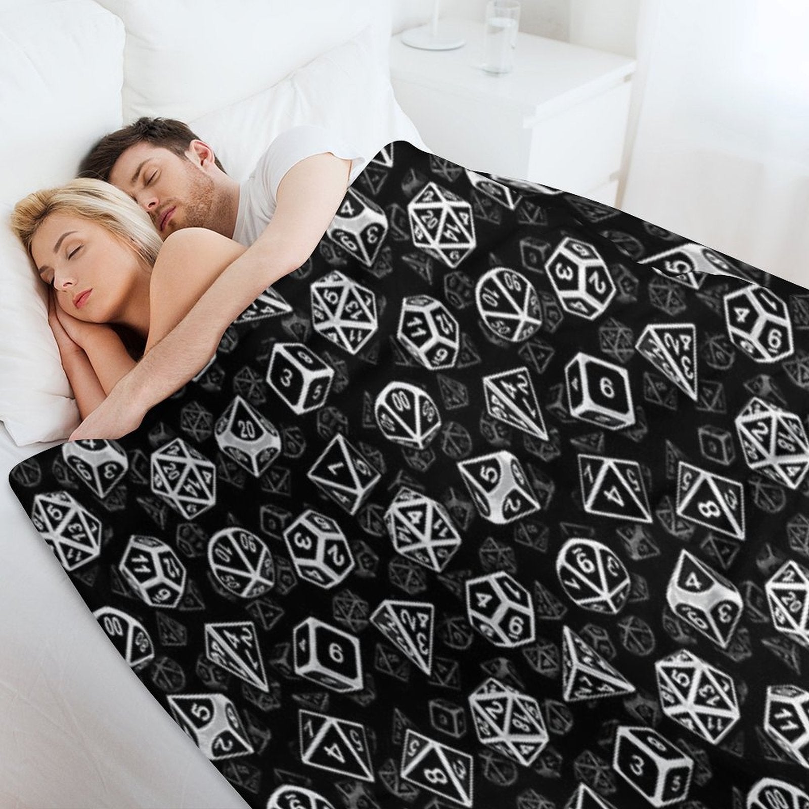 D20 Dice Set Pattern (White) Gift-ready Throw Blanket