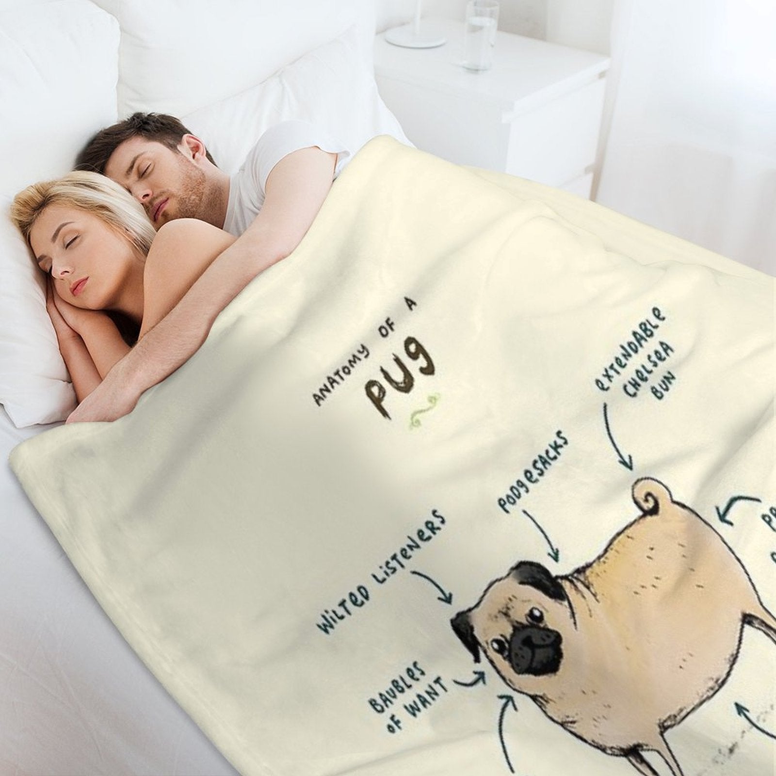 Anatomy of A Pug Multi-functional Throw Blanket