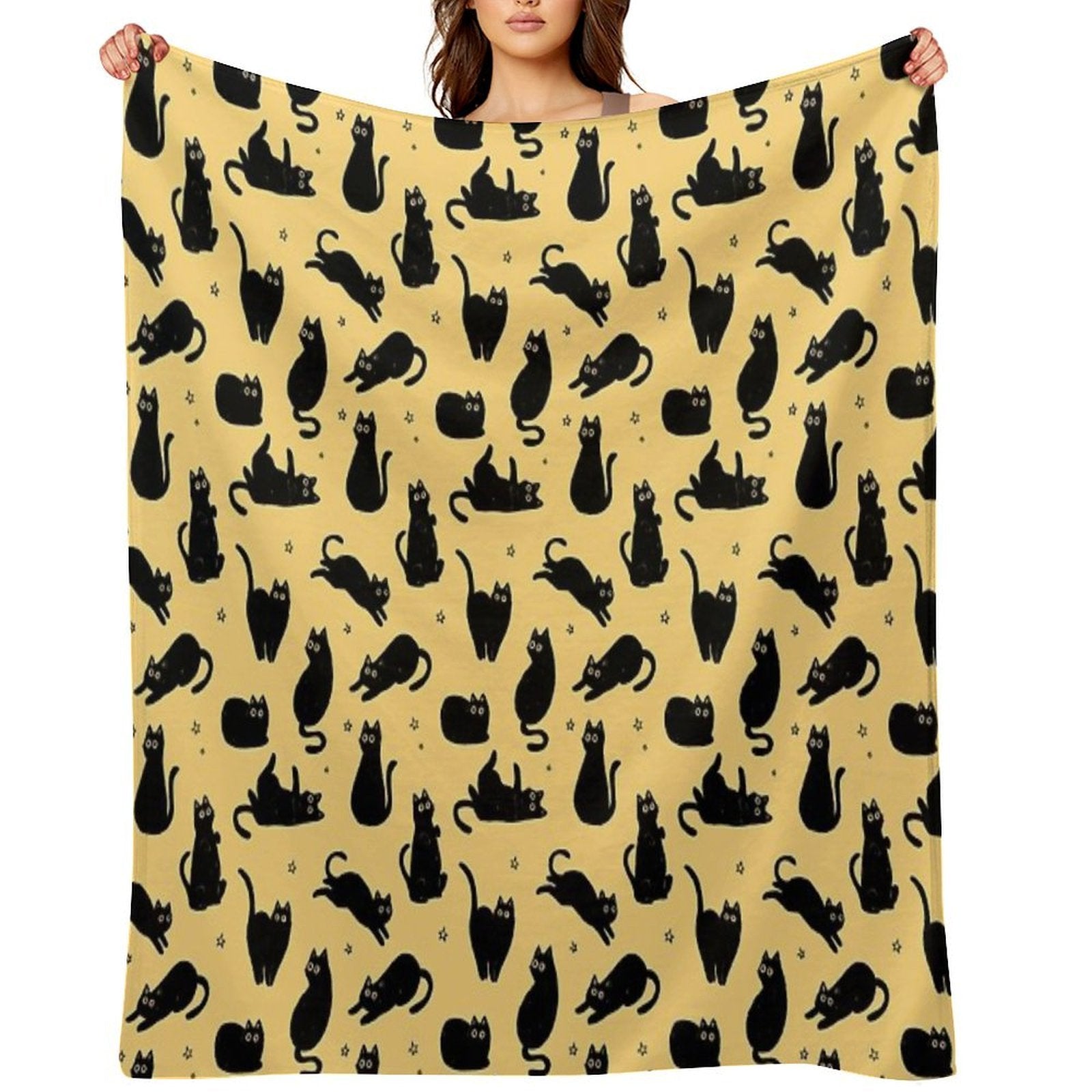 Black Cat Pattern Compact Throw Blanket