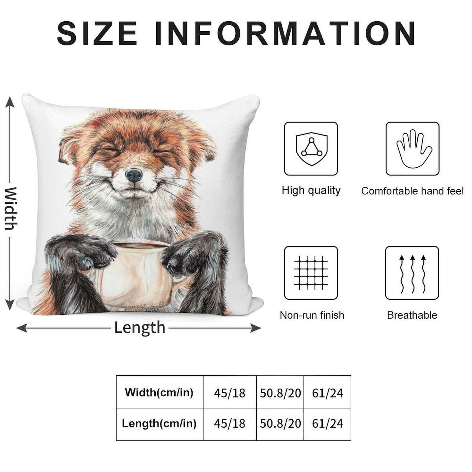 Morning Fox - Cute Coffee Animal Soft Style Accent Throw Pillow