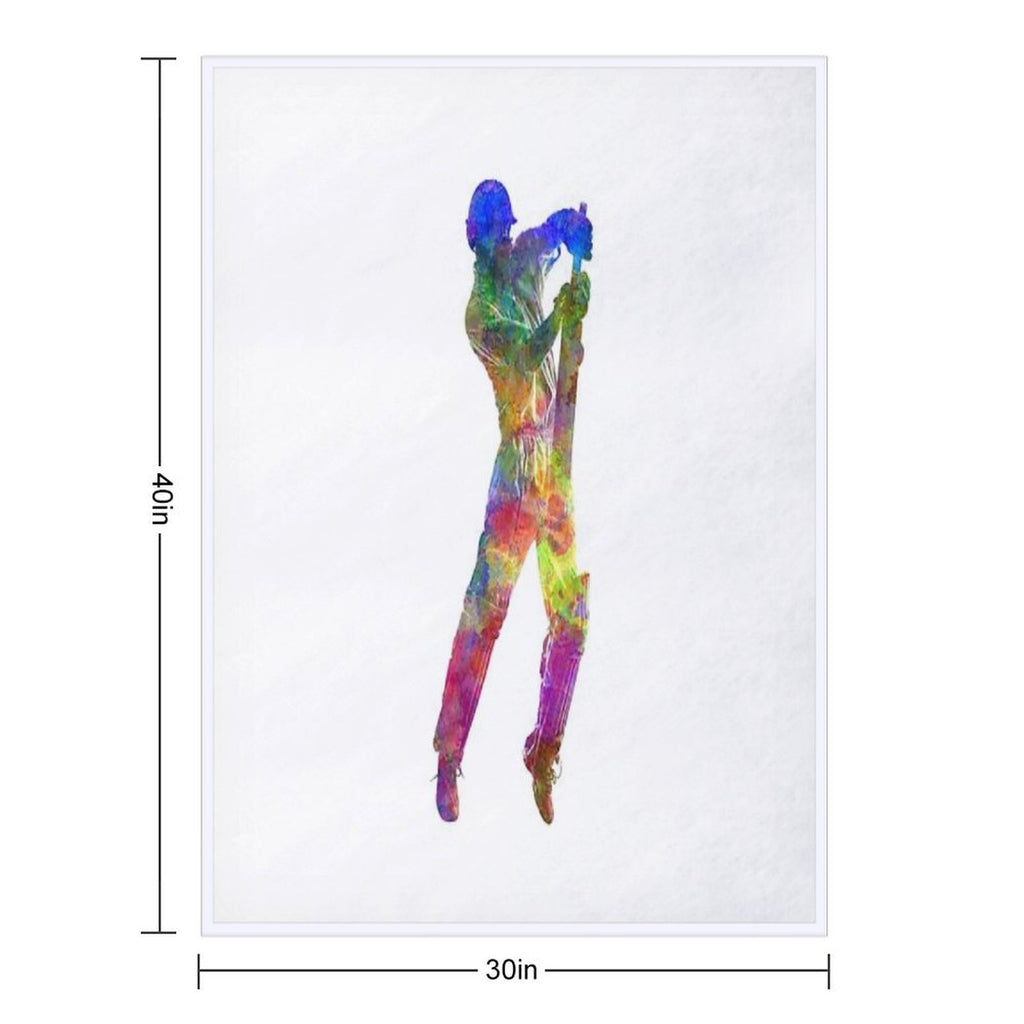 Cricket Player Batsman Silhouette 05 Lightweight Throw Blanket