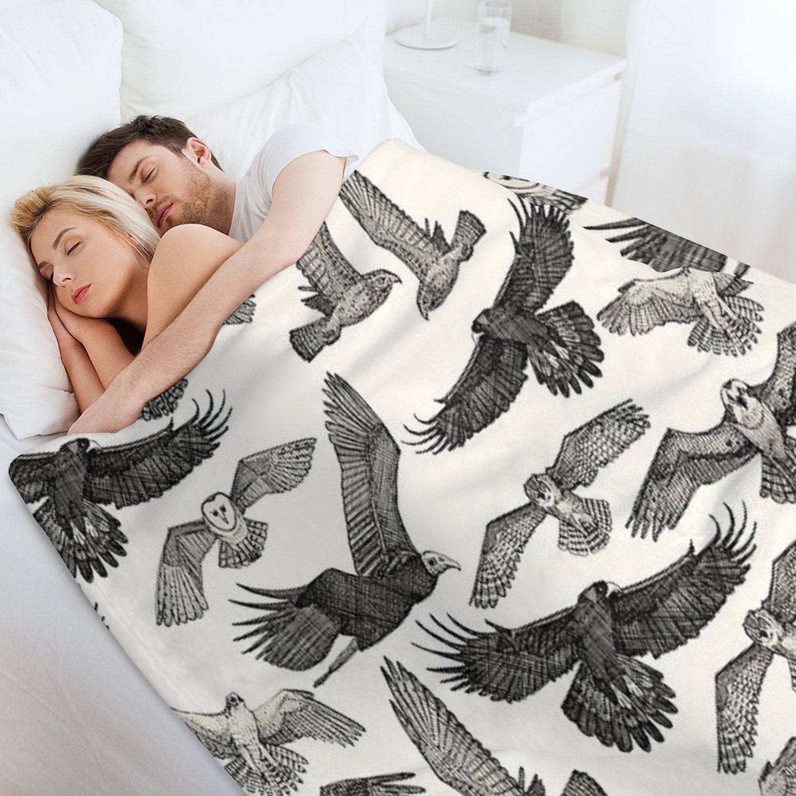 Birds of Prey Black Comfort Throw Blanket