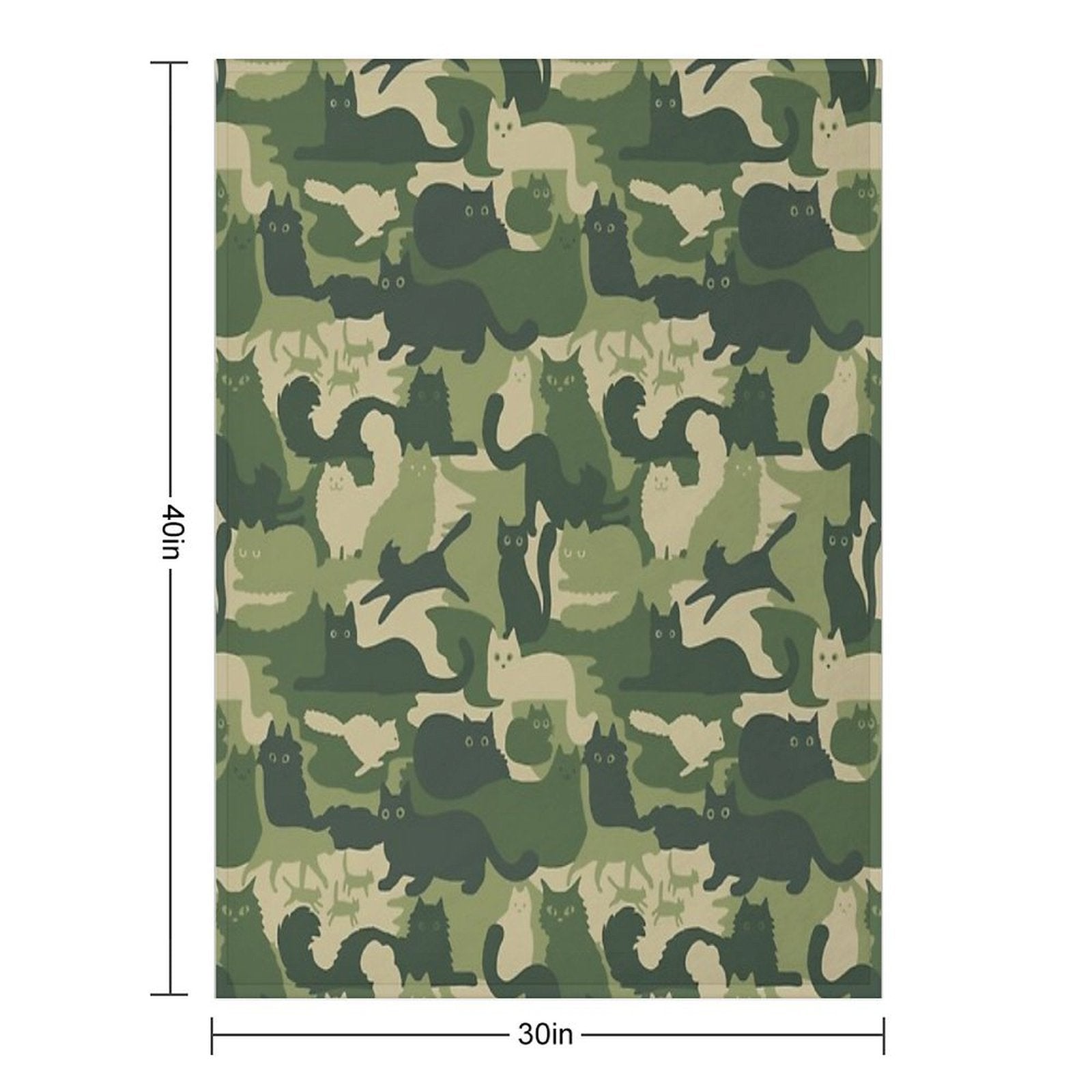 Camouflage Pattern with Cats  Green Cat Camo Sustainable Throw Blanket