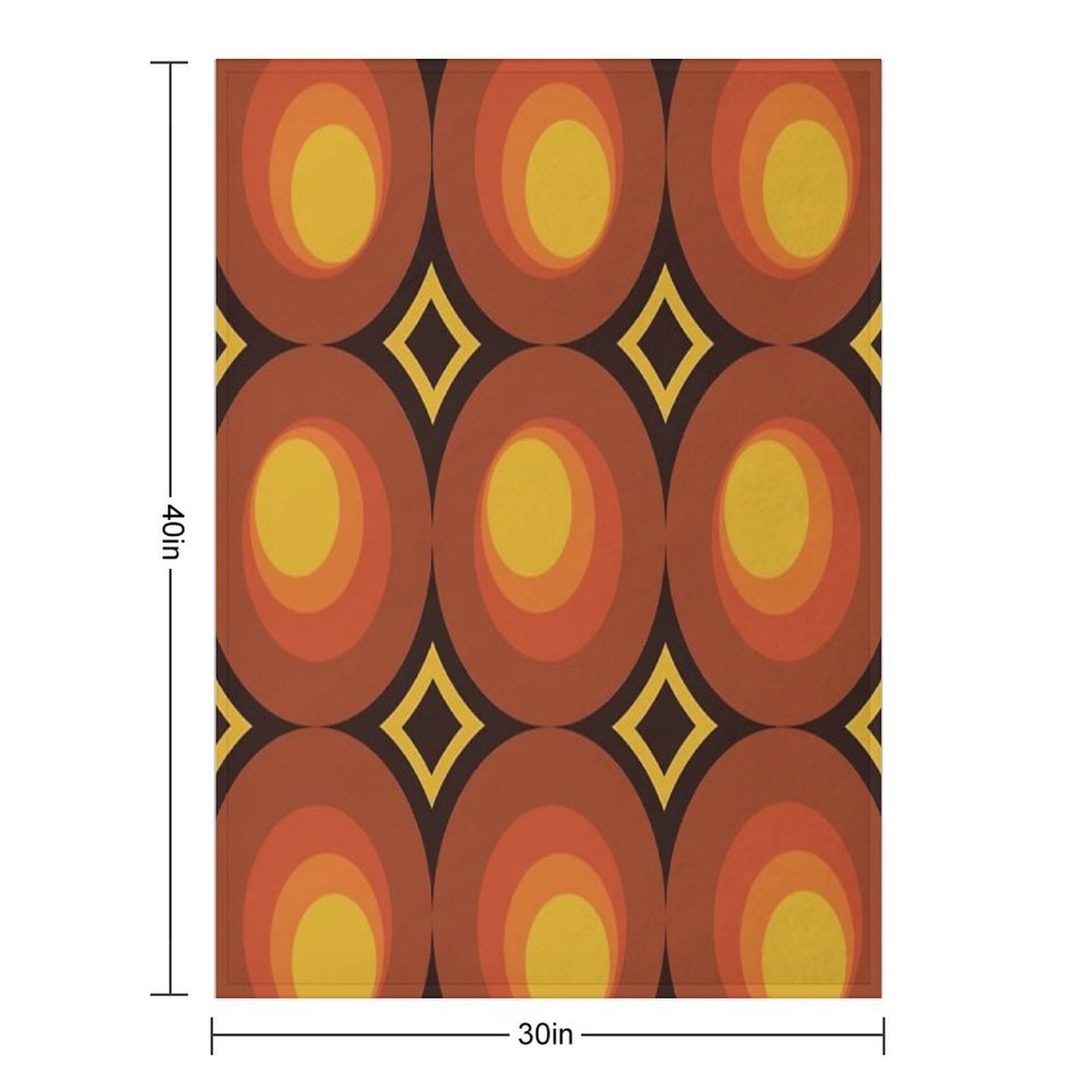 1970s Orange Mid-Century Modern Circle 2 Easy Care Throw Blanket