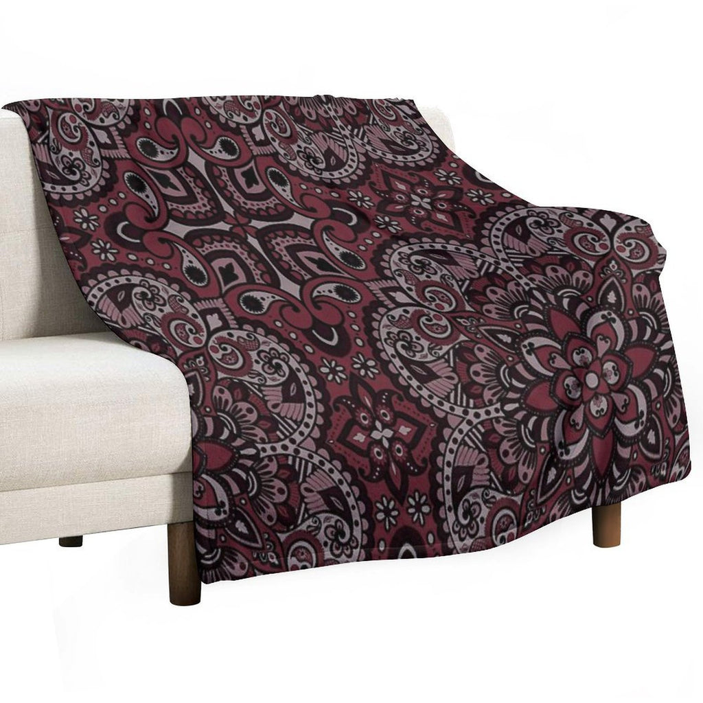 Floral Mandala Repeat Pattern - Dark Pink Versatility Throw Blanket