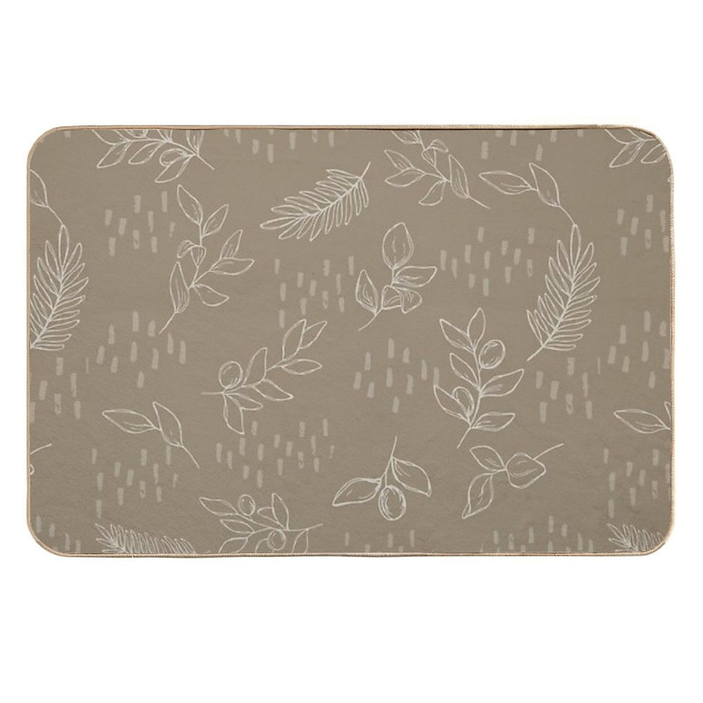 Beige Botanical Line Art  Multi-Purpose Bath Mat