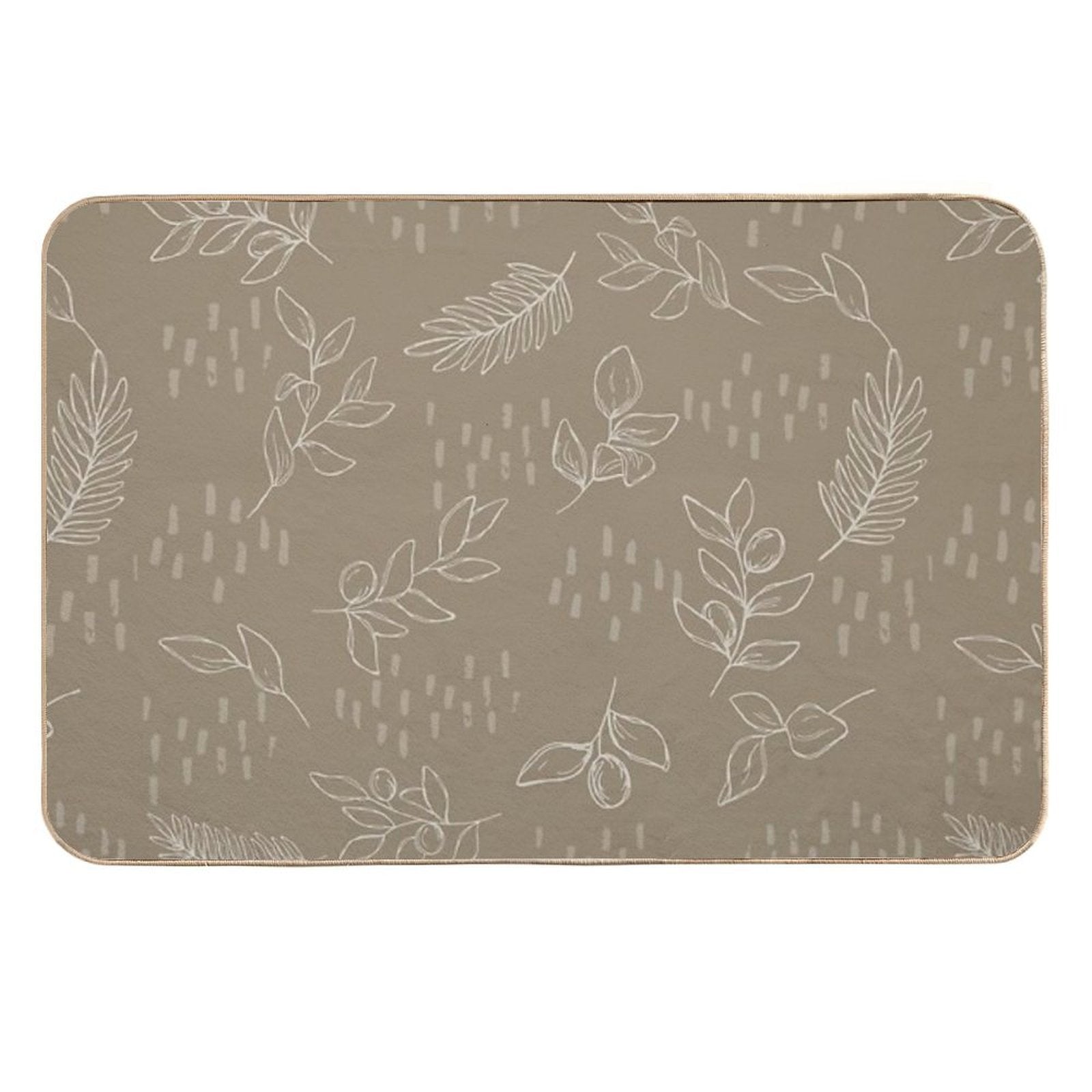 Beige Botanical Line Art  Multi-Purpose Bath Mat