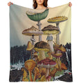 Mushroom Festival Machine-washable Throw Blanket