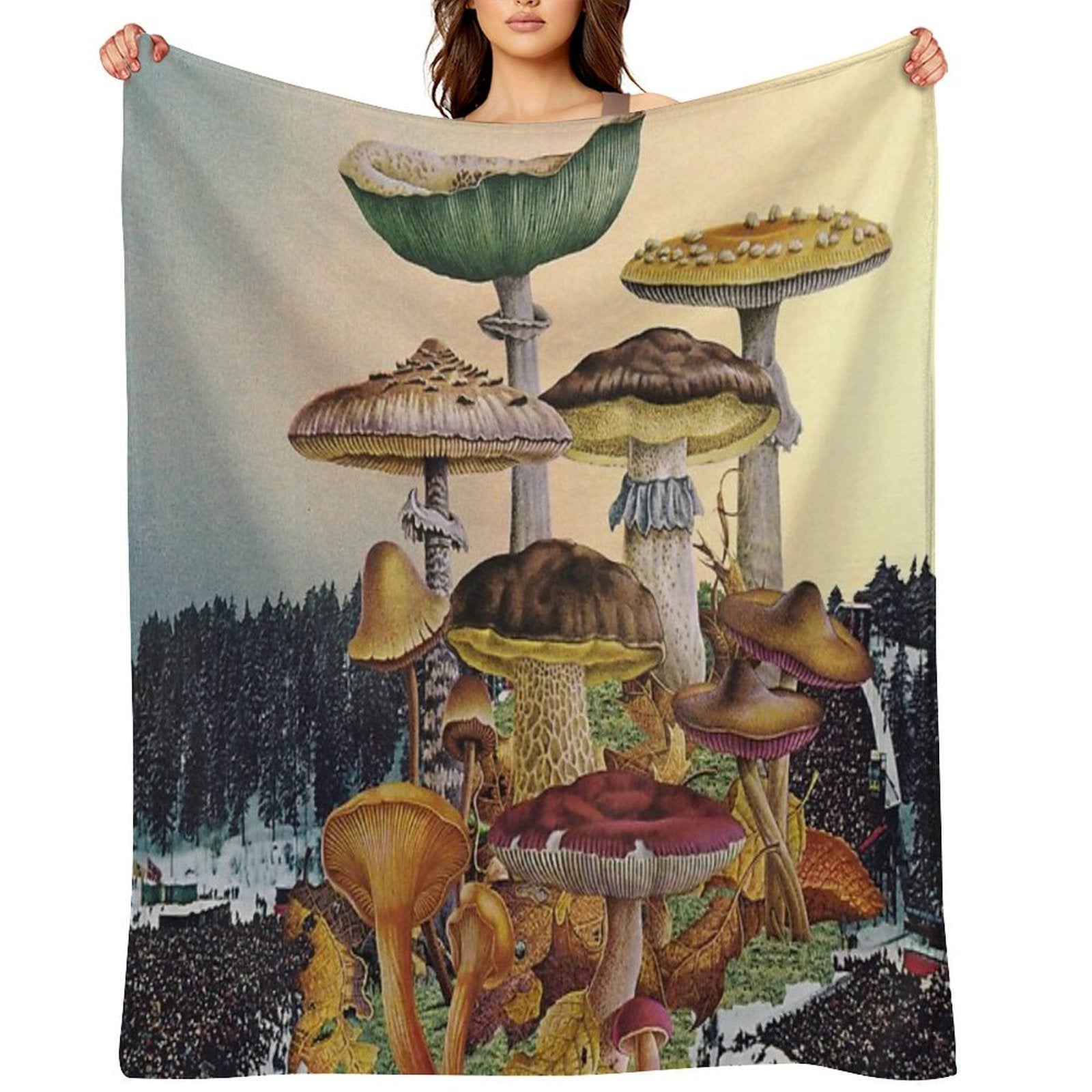 Mushroom Festival Machine-washable Throw Blanket