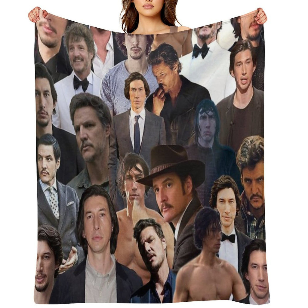 Pedro Pascal And Adam Driver Photo Collage Velvety-soft Throw Blanket