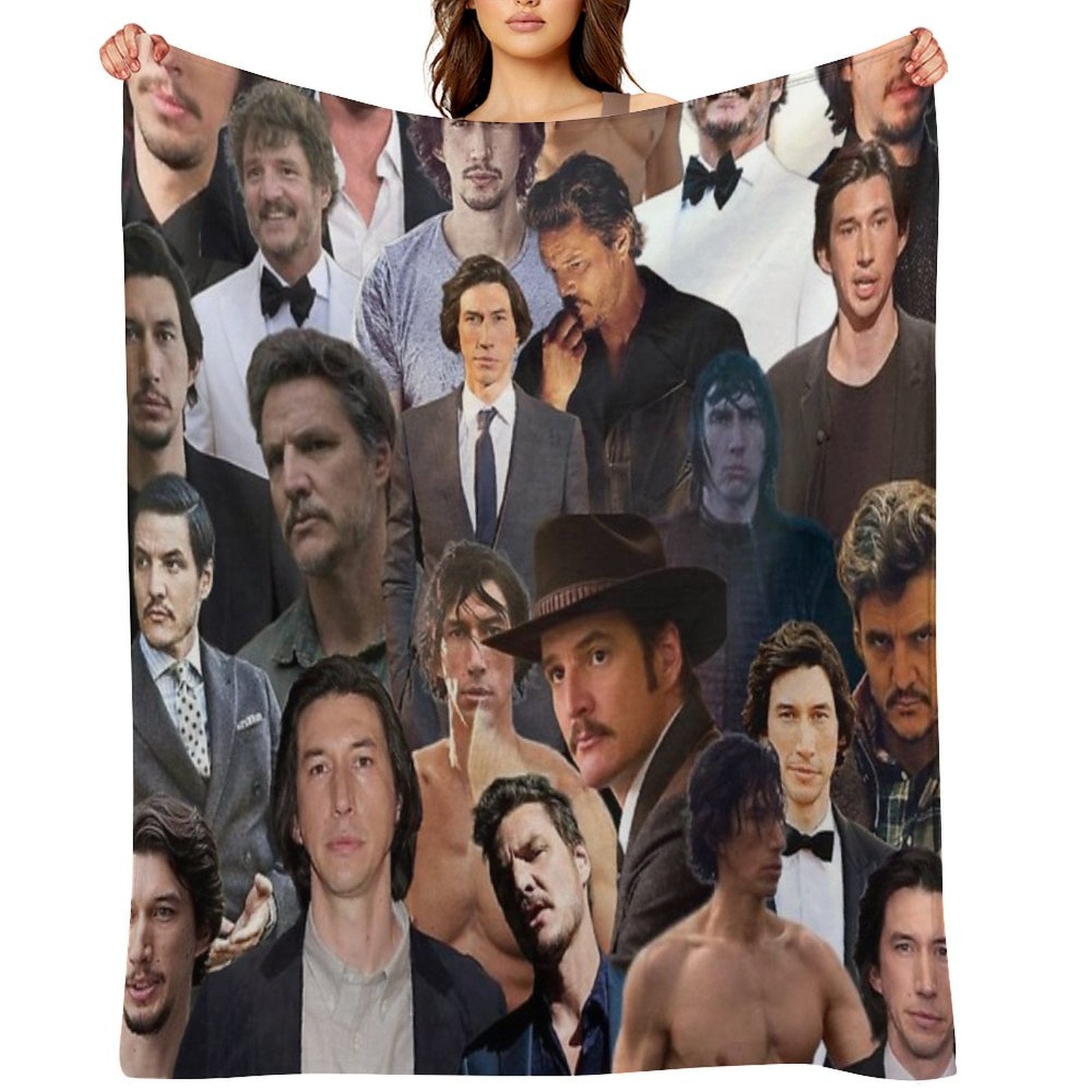 Pedro Pascal And Adam Driver Photo Collage Velvety-soft Throw Blanket